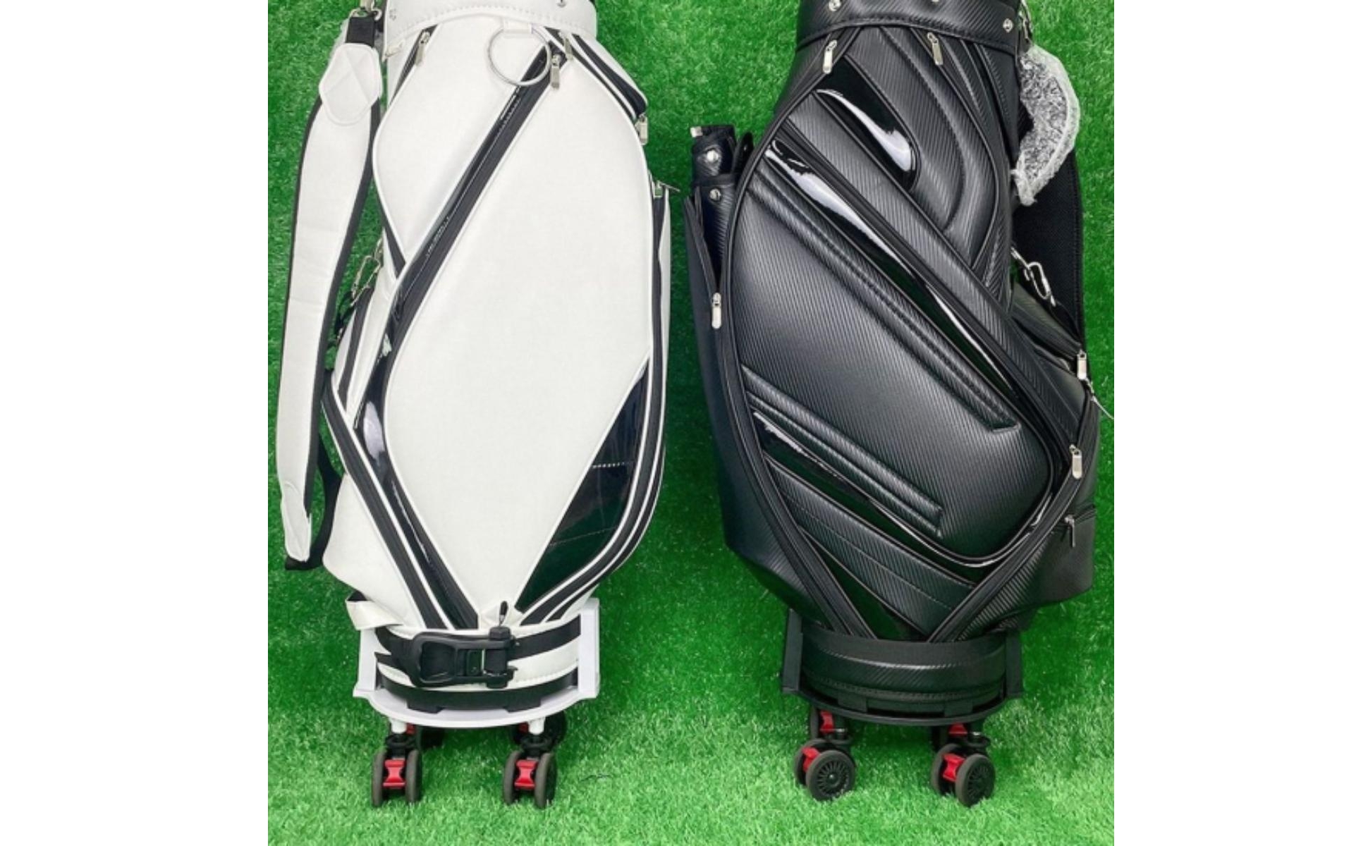 Golf Bag Wheel Base Low-Height Rolling Base with Strap Swivel for Driving Range