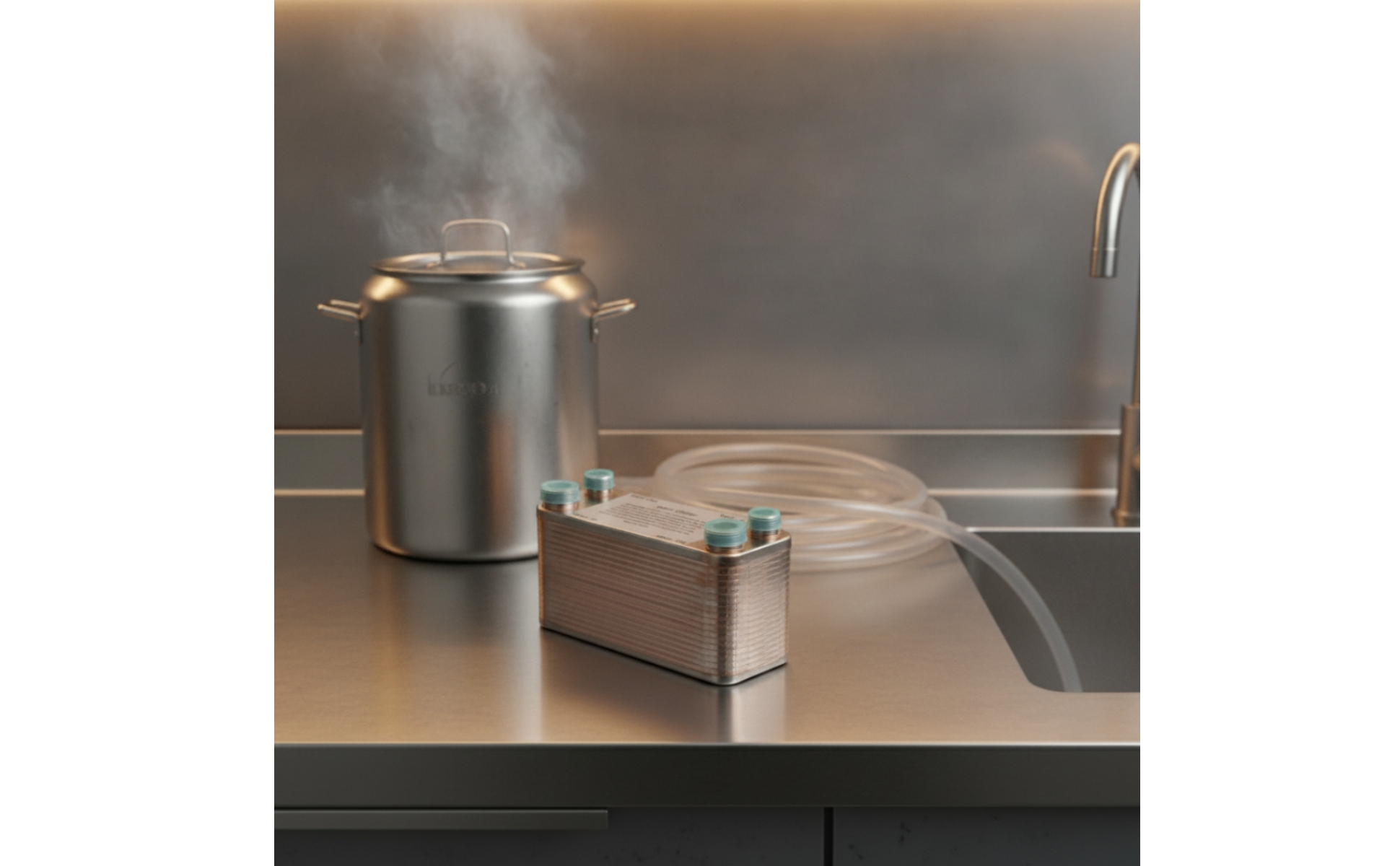 Plate Wort Chiller Stainless Steel Beer Wort Cooler Compact for Home Brewing