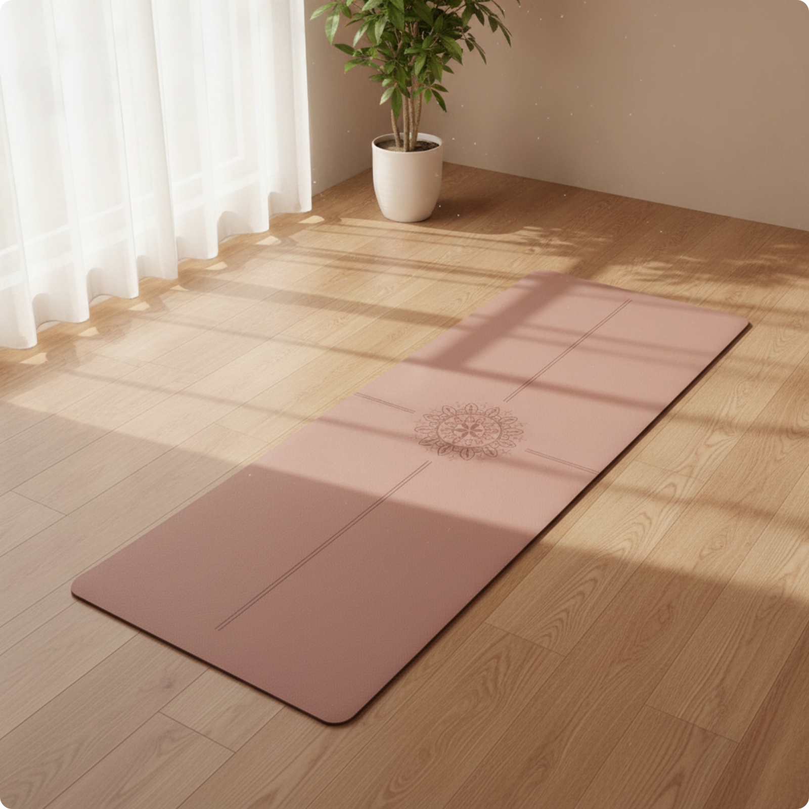 Exercise Mat Solid Color Alignment Exercise Mat Rounded Corners