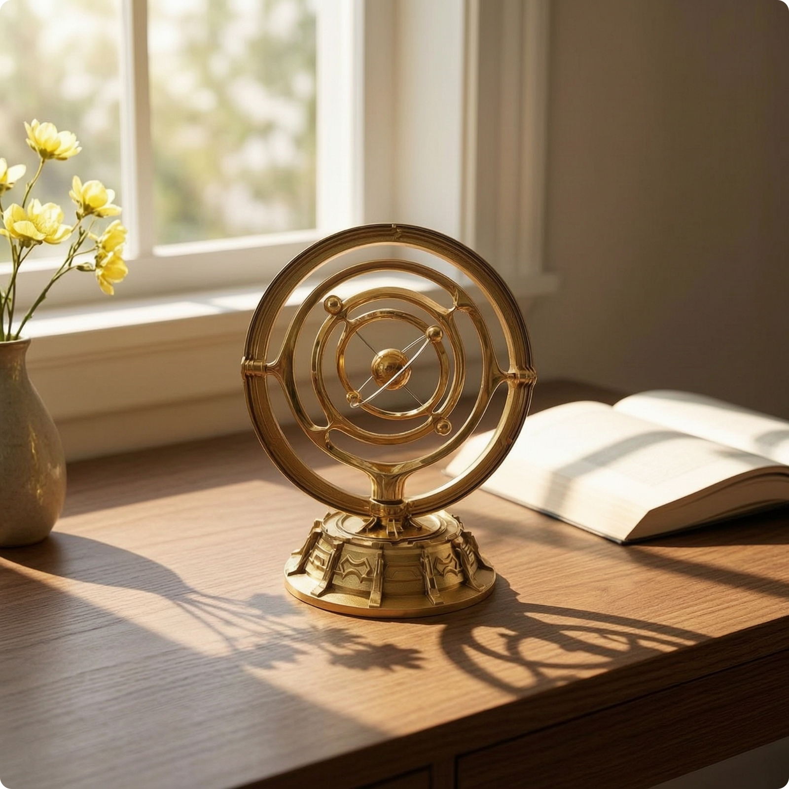 Desktop Sculpture with USB Cable Two-wayPower Astronomy Decor Metallic