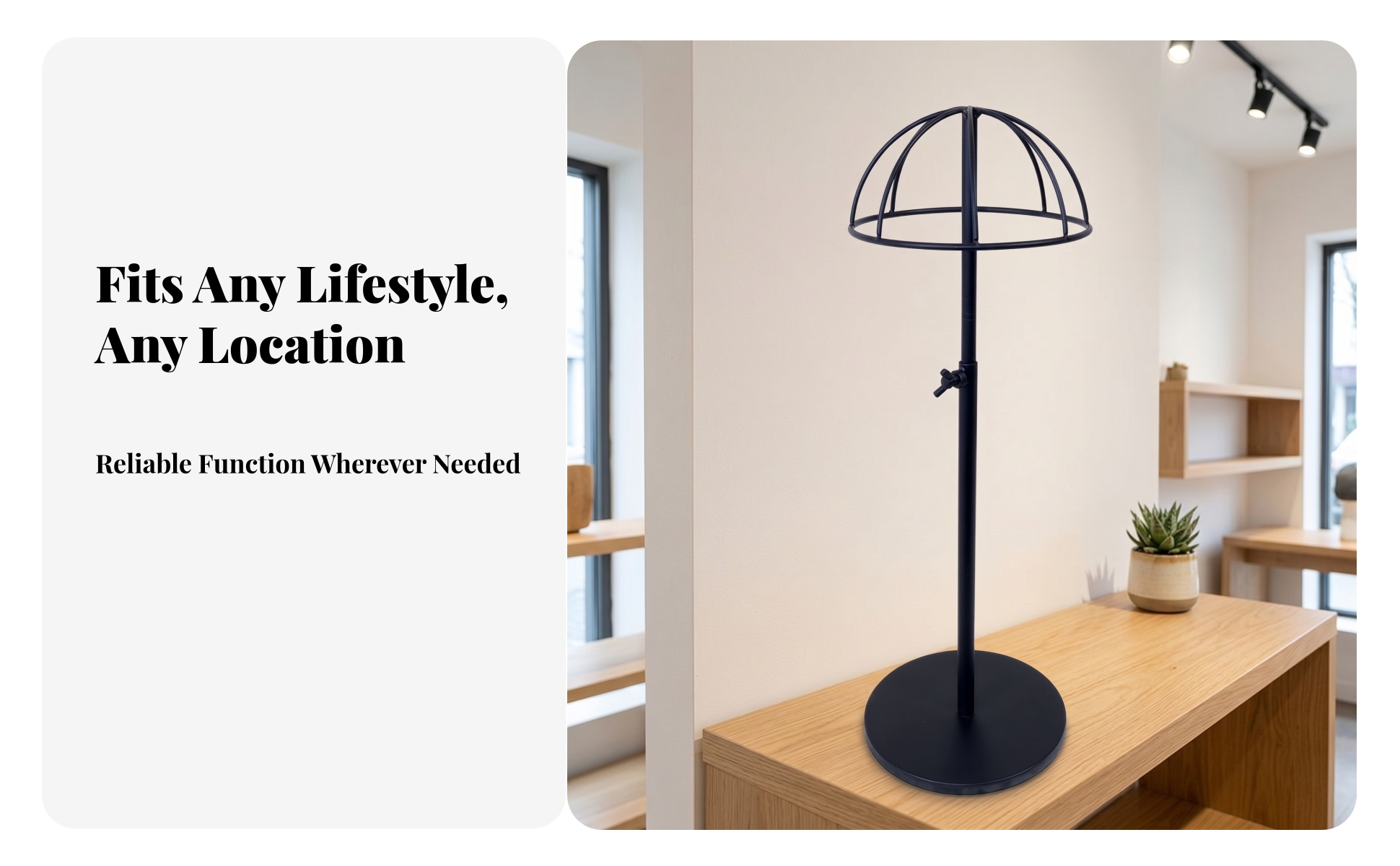 Dome Top Hat Stand Curved Rods Adjustable Hat Stand