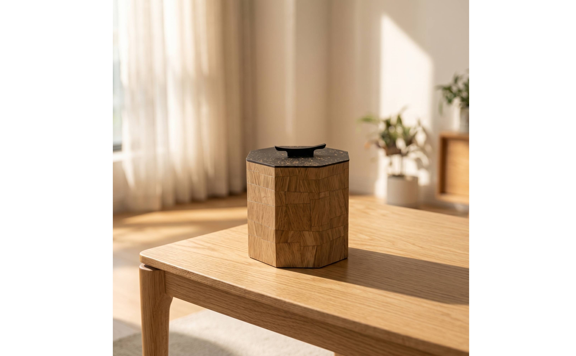 Holzdose mit Griff Achteckig Holzbox mit Deckel Dekorativ für Schminktisch
