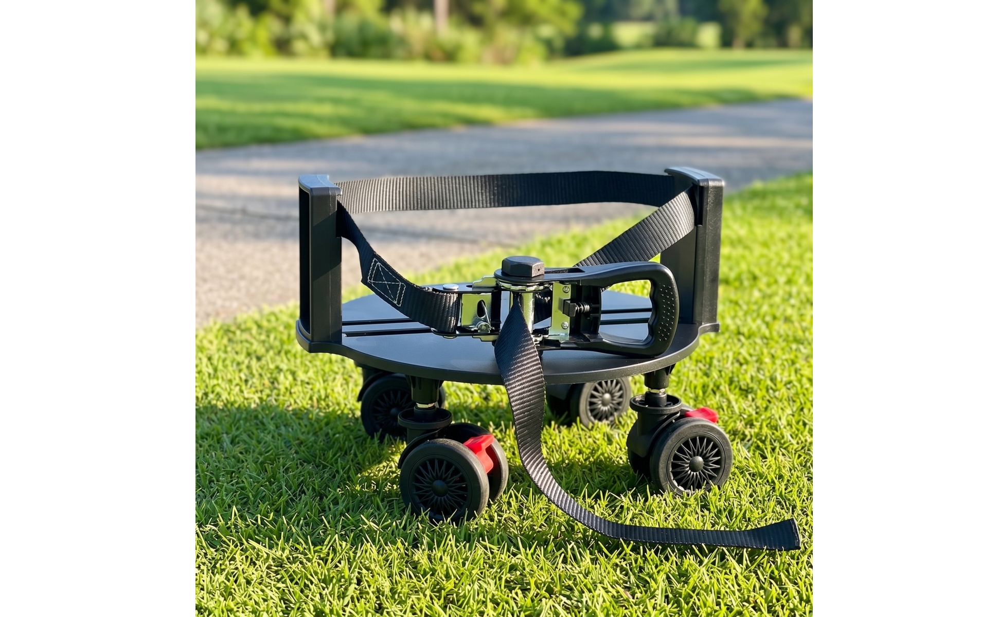 Golf Bag Wheel Base Low-Height Rolling Base with Strap Swivel for Driving Range