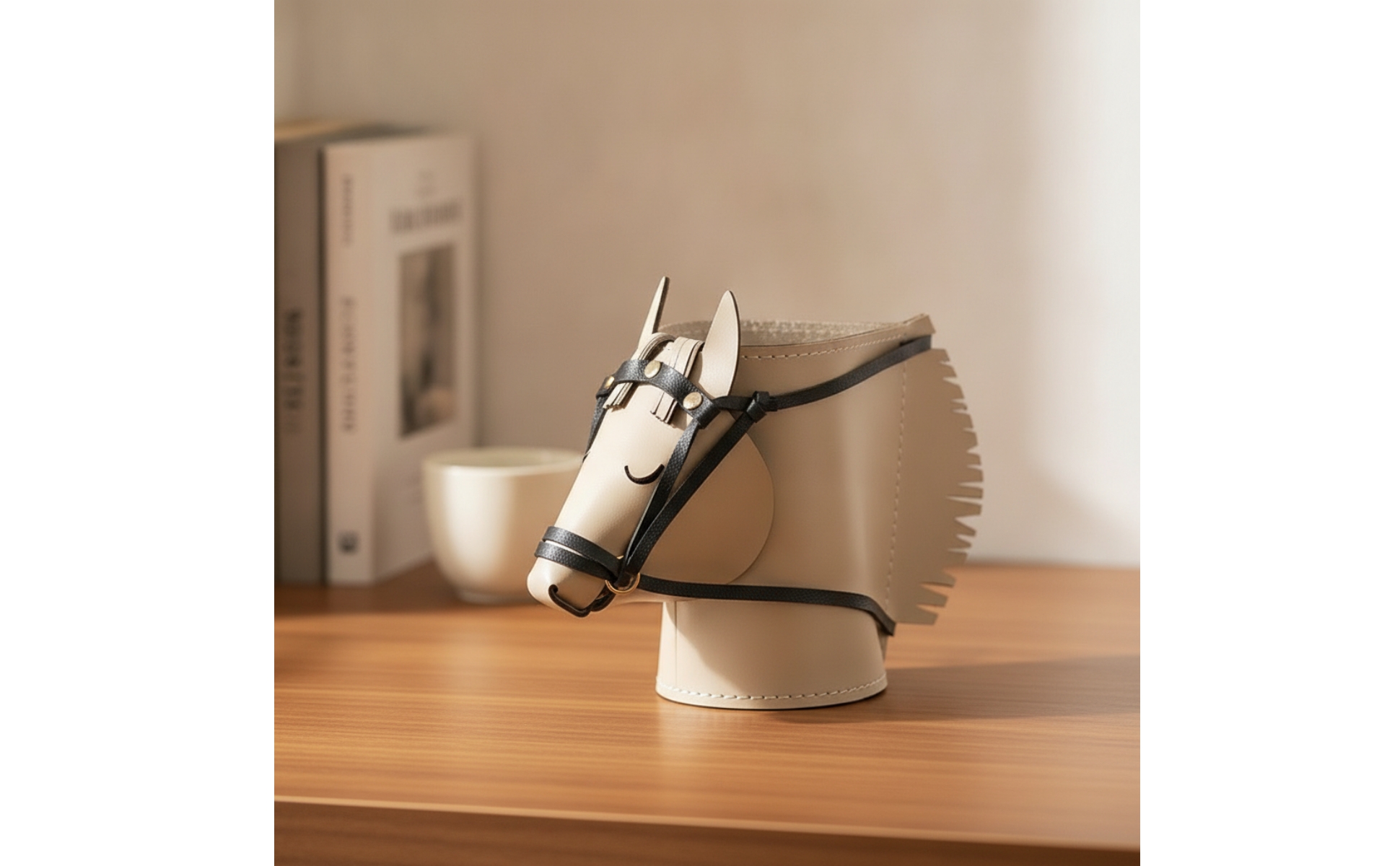 Horse Head Desk Organizer Stitched Horse Head Pen Holder Decorative for Vanity
