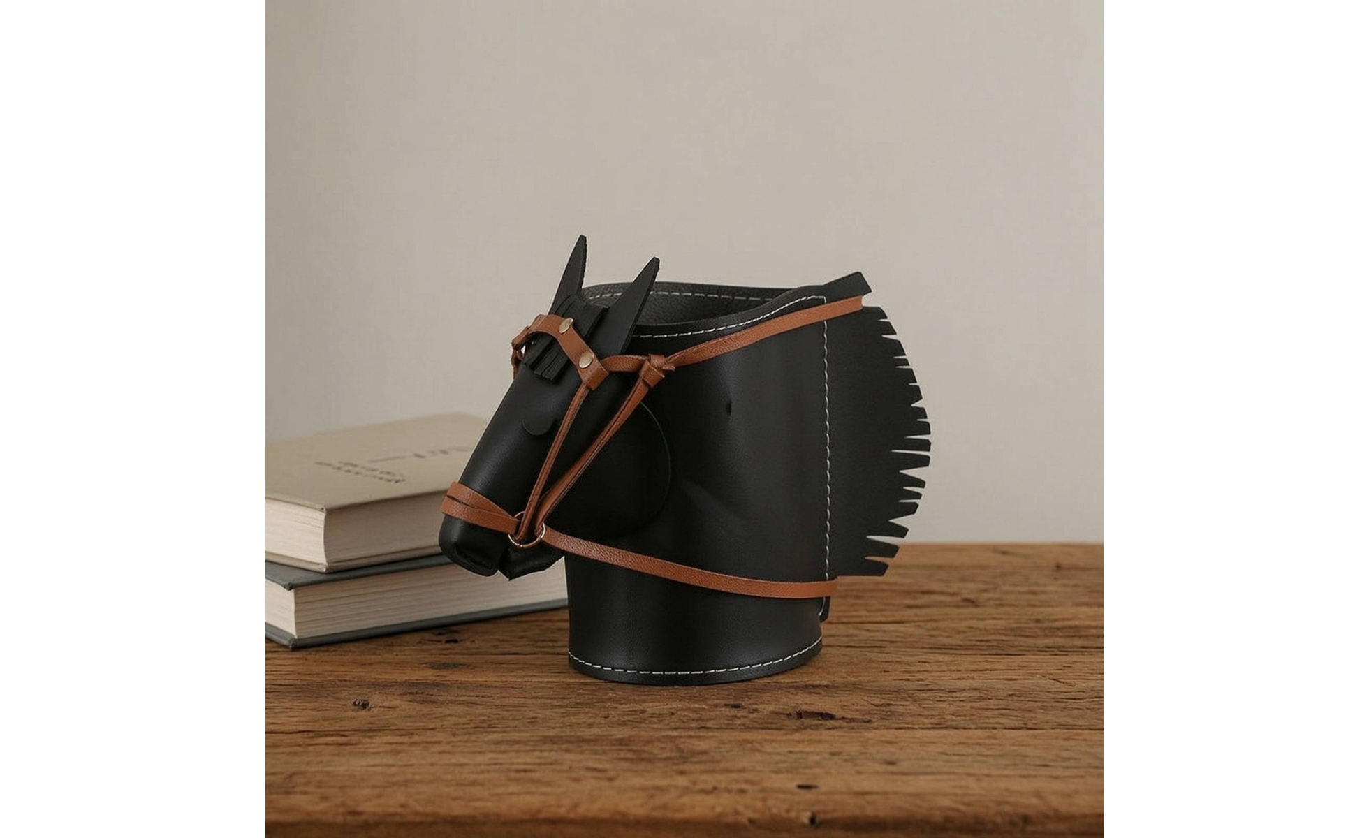 Horse Head Desk Organizer Stitched Horse Head Pen Holder Decorative for Vanity