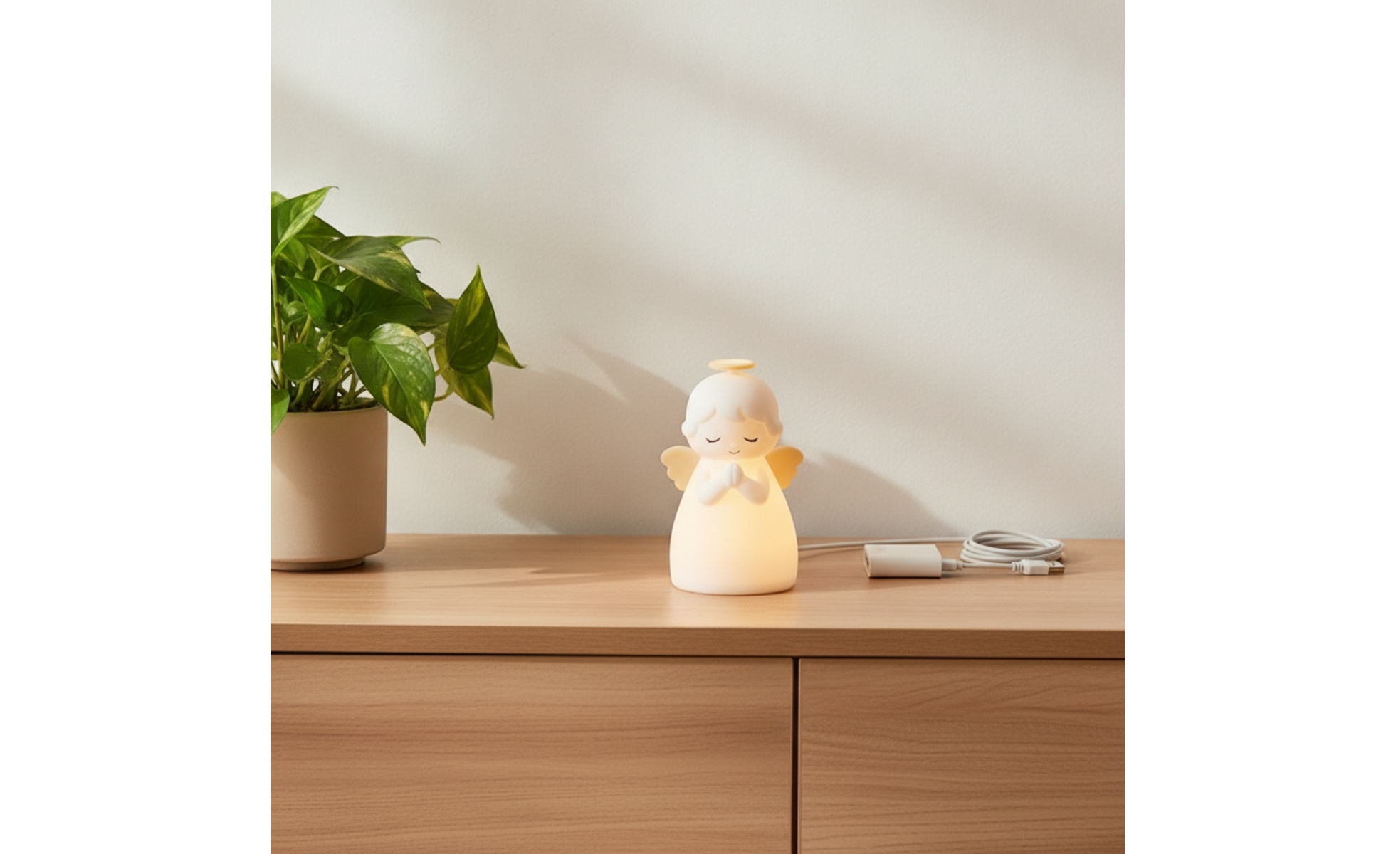 Angel Silicone Lamp Dimmable Angel Night Light Warm Glow for Nursery, Baby, Kids