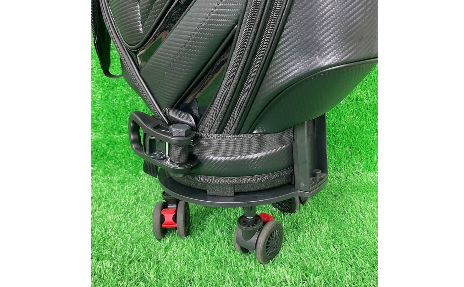 Golf Bag Wheel Base Low-Height Rolling Base with Strap Swivel for Driving Range