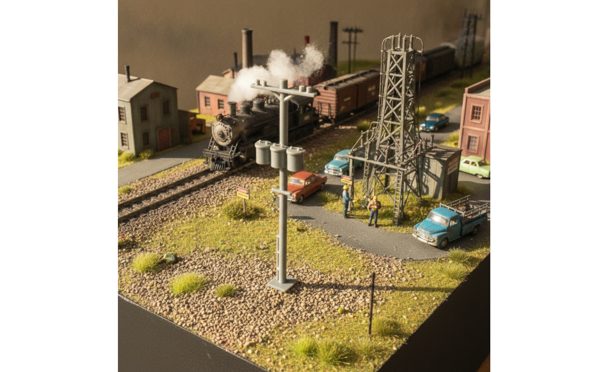 HO Scale Utility Pole Industrial for Railway Scenes, Diorama Builders, Hobbyists