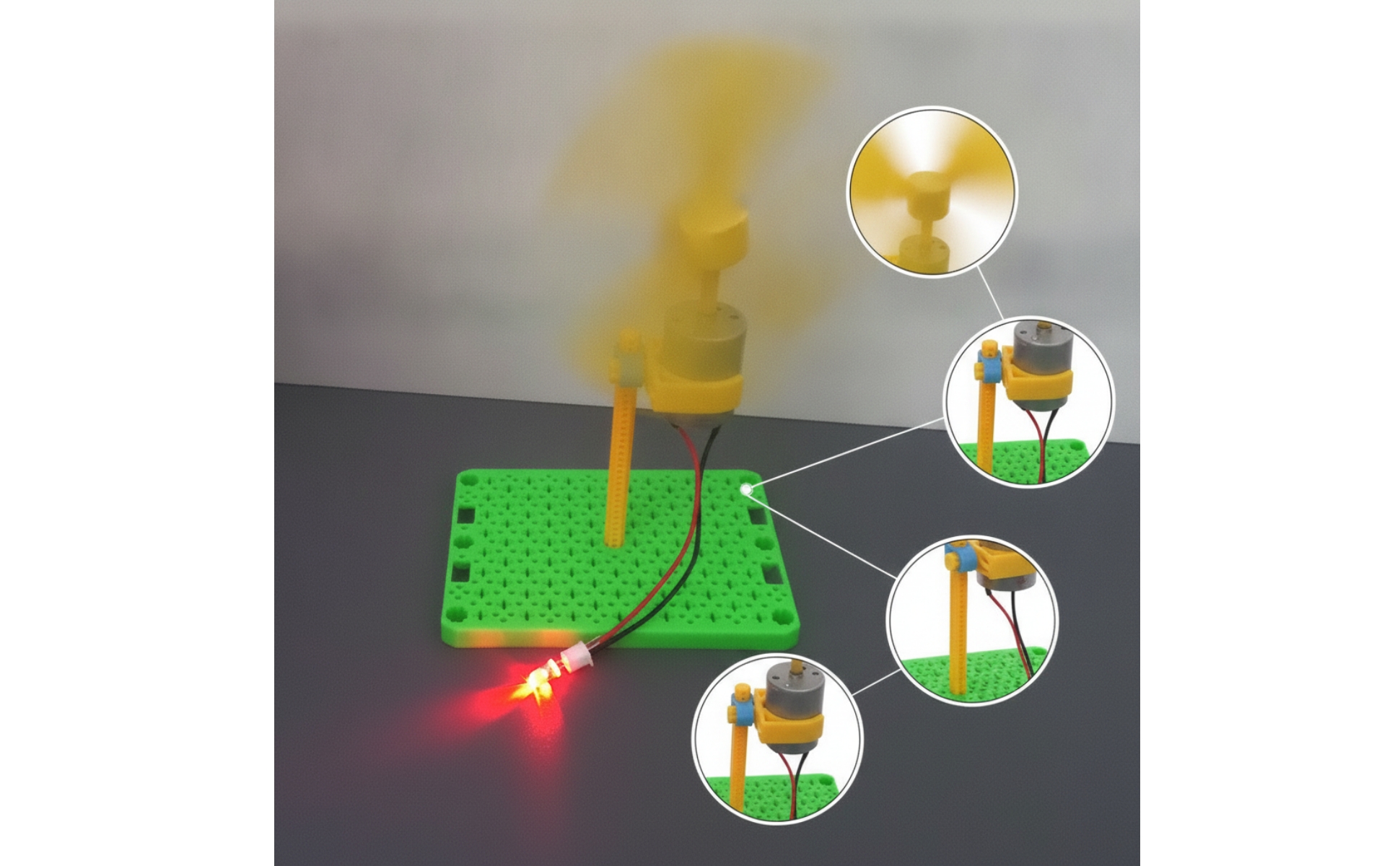 Windrad mit LED Vertikal Vertikale Windkraftanlage Kompakt für Schüler, Bastler