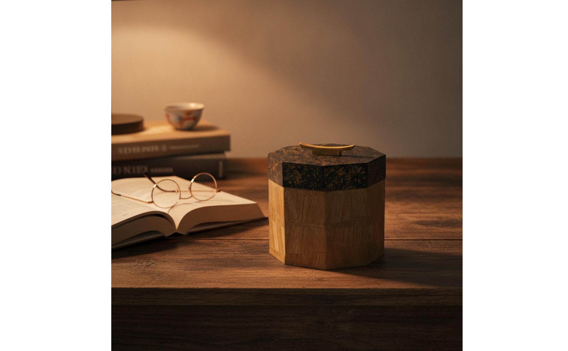 Holzdose mit Griff Achteckig Holzbox mit Deckel Dekorativ für Schminktisch