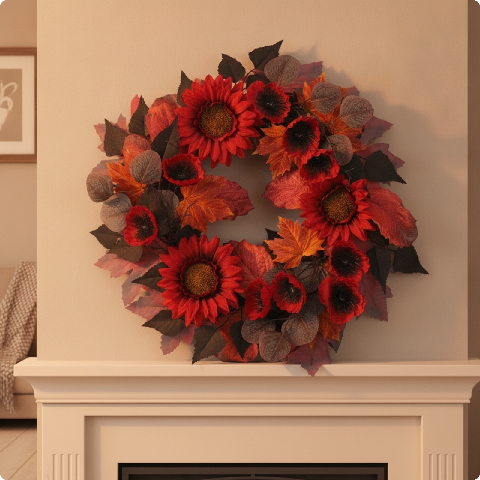 Wreath with Floral Wreath Artificial Sunflower Wreath Textured for Thanksgiving