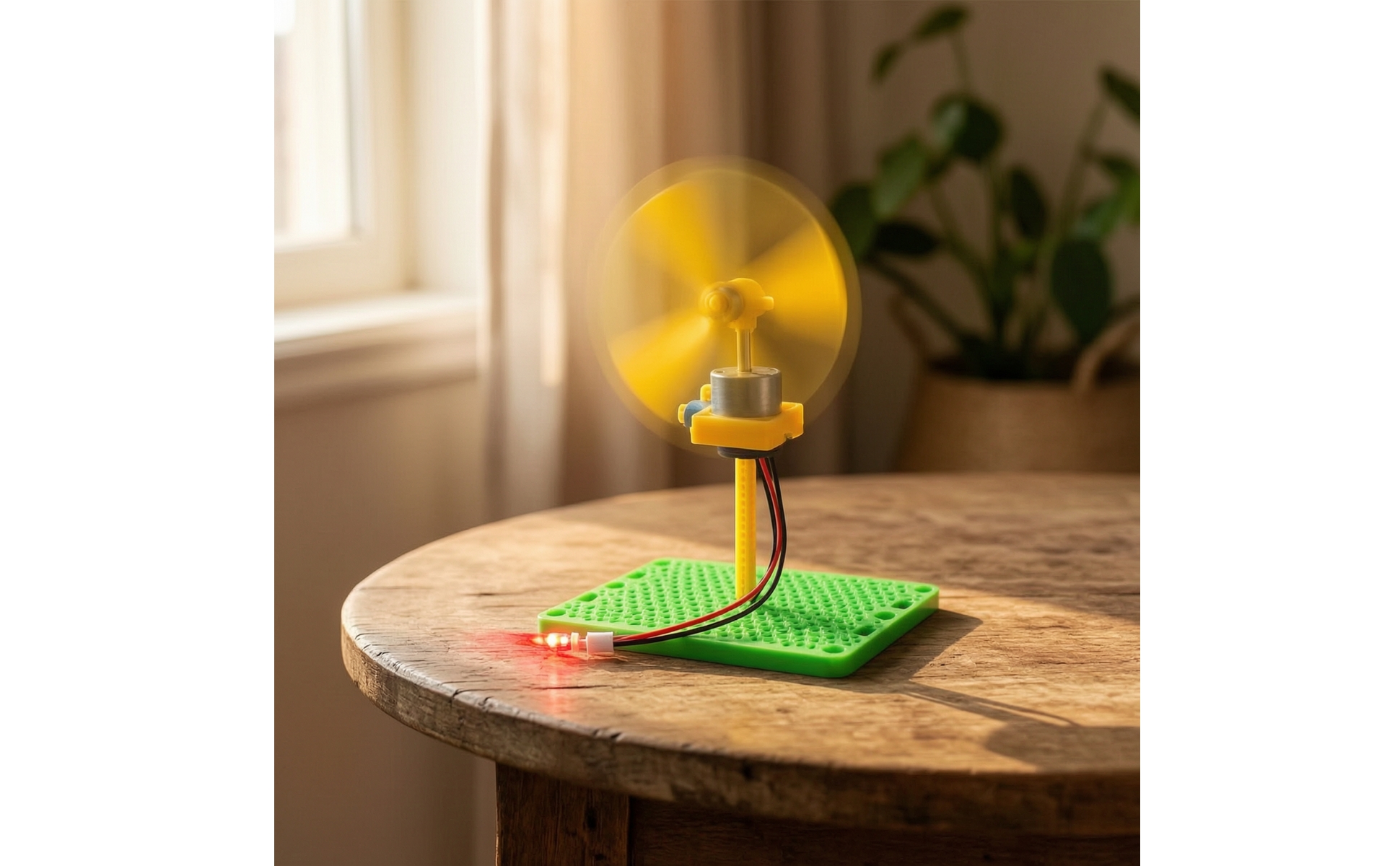 Windrad mit LED Vertikal Vertikale Windkraftanlage Kompakt für Schüler, Bastler