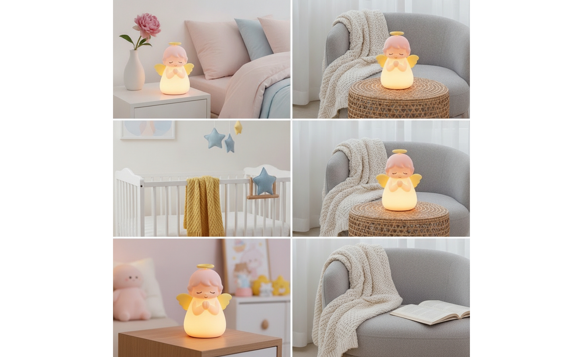 Angel Silicone Lamp Dimmable Angel Night Light Warm Glow for Nursery, Baby, Kids