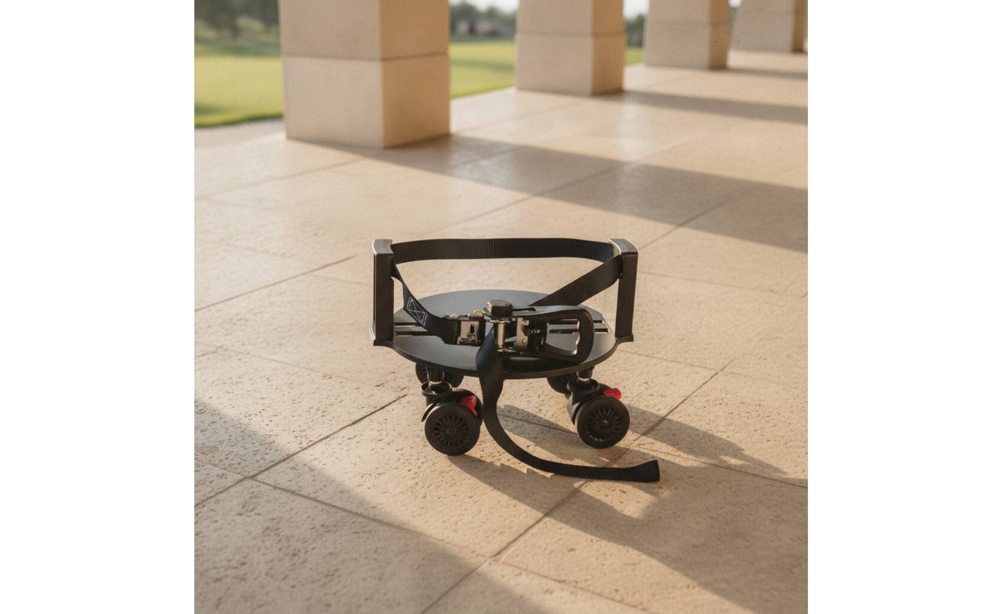 Golf Bag Wheel Base Low-Height Rolling Base with Strap Swivel for Driving Range