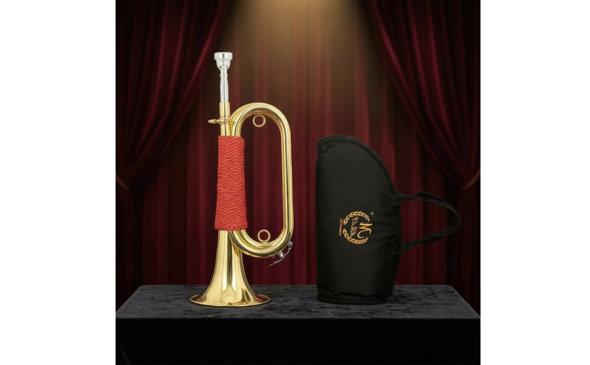 Bugle Blasinstrument Goldfarben Signalhorn mit Tasche Tragbar