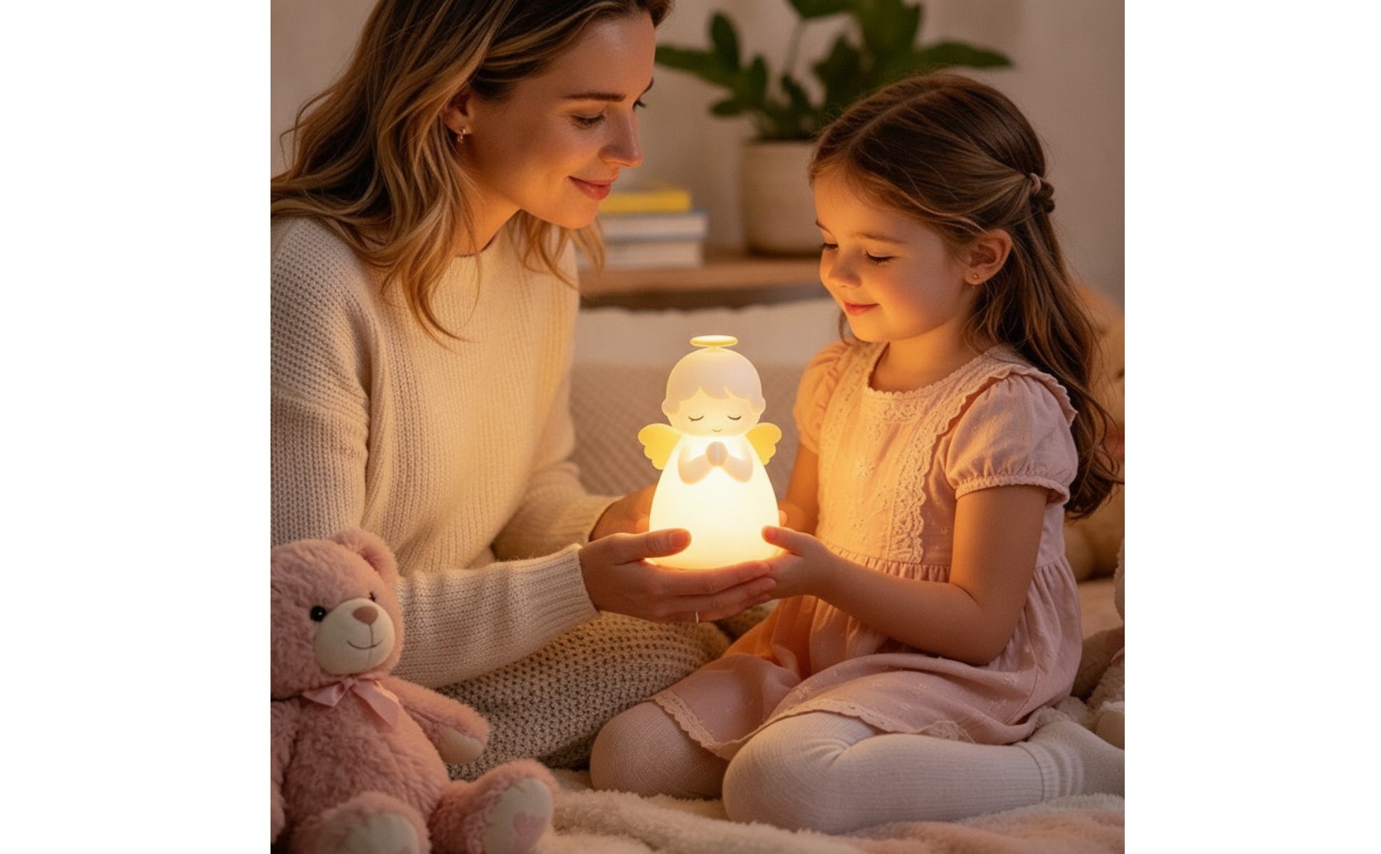 Angel Silicone Lamp Dimmable Angel Night Light Warm Glow for Nursery, Baby, Kids