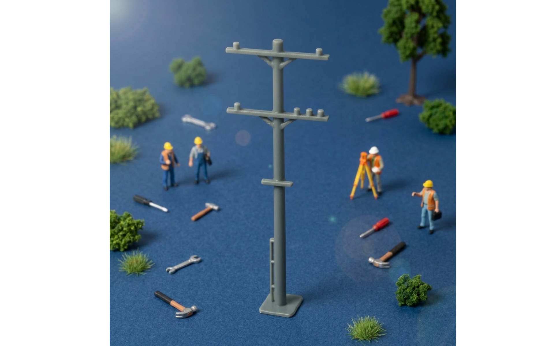 HO Scale Utility Pole Industrial for Railway Scenes, Diorama Builders, Hobbyists