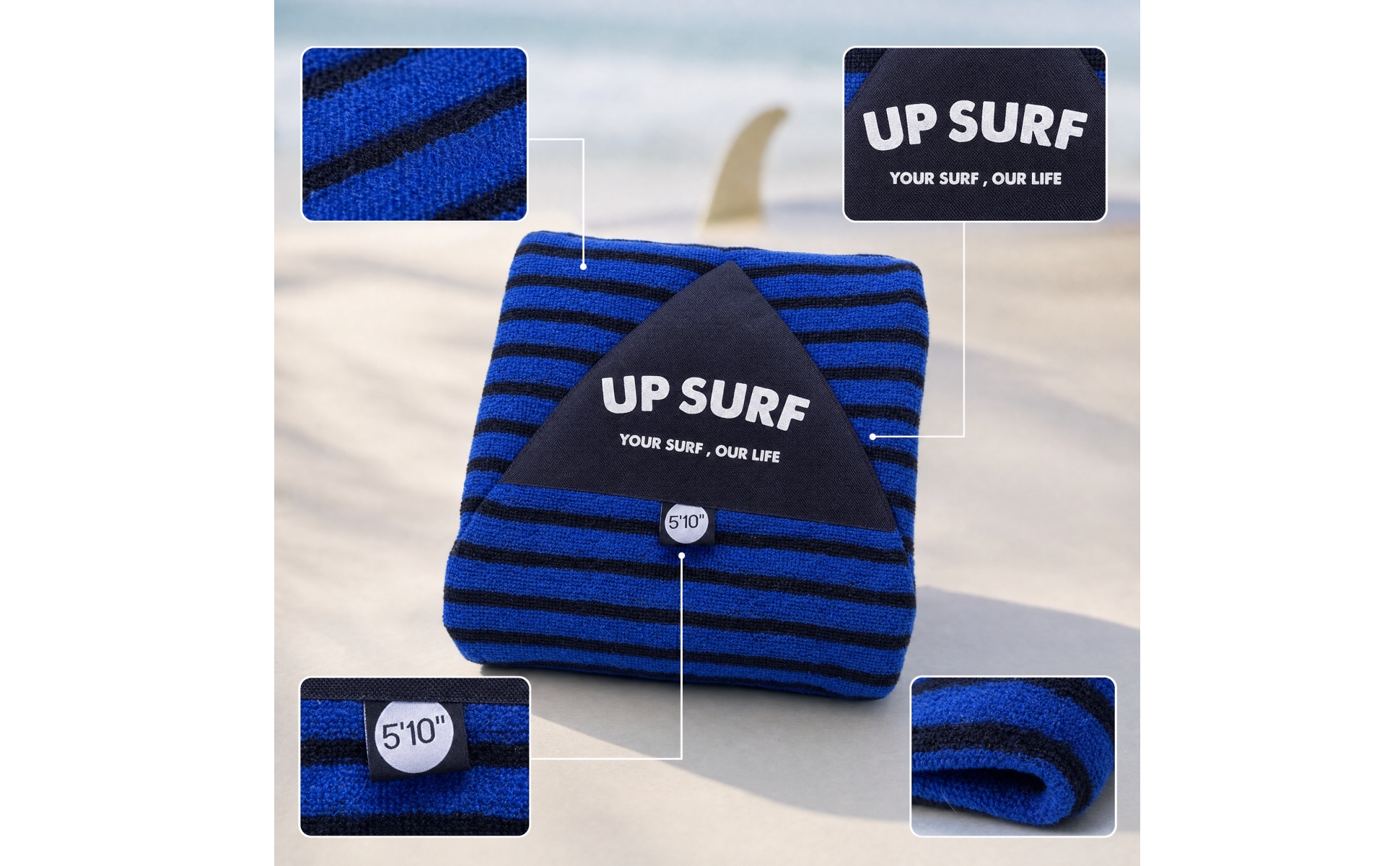 Surfboard-Socke mit Kordelzug Gestreift Stretch-Boardbag Elastisch für Surfer