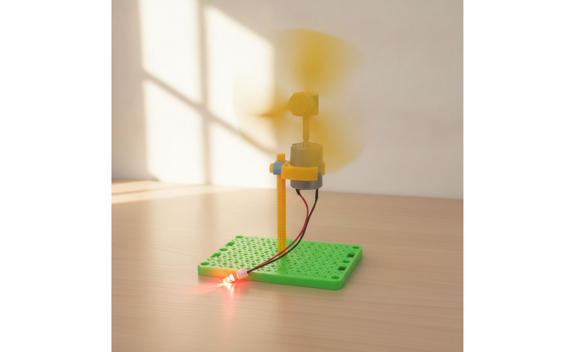 Windrad mit LED Vertikal Vertikale Windkraftanlage Kompakt für Schüler, Bastler