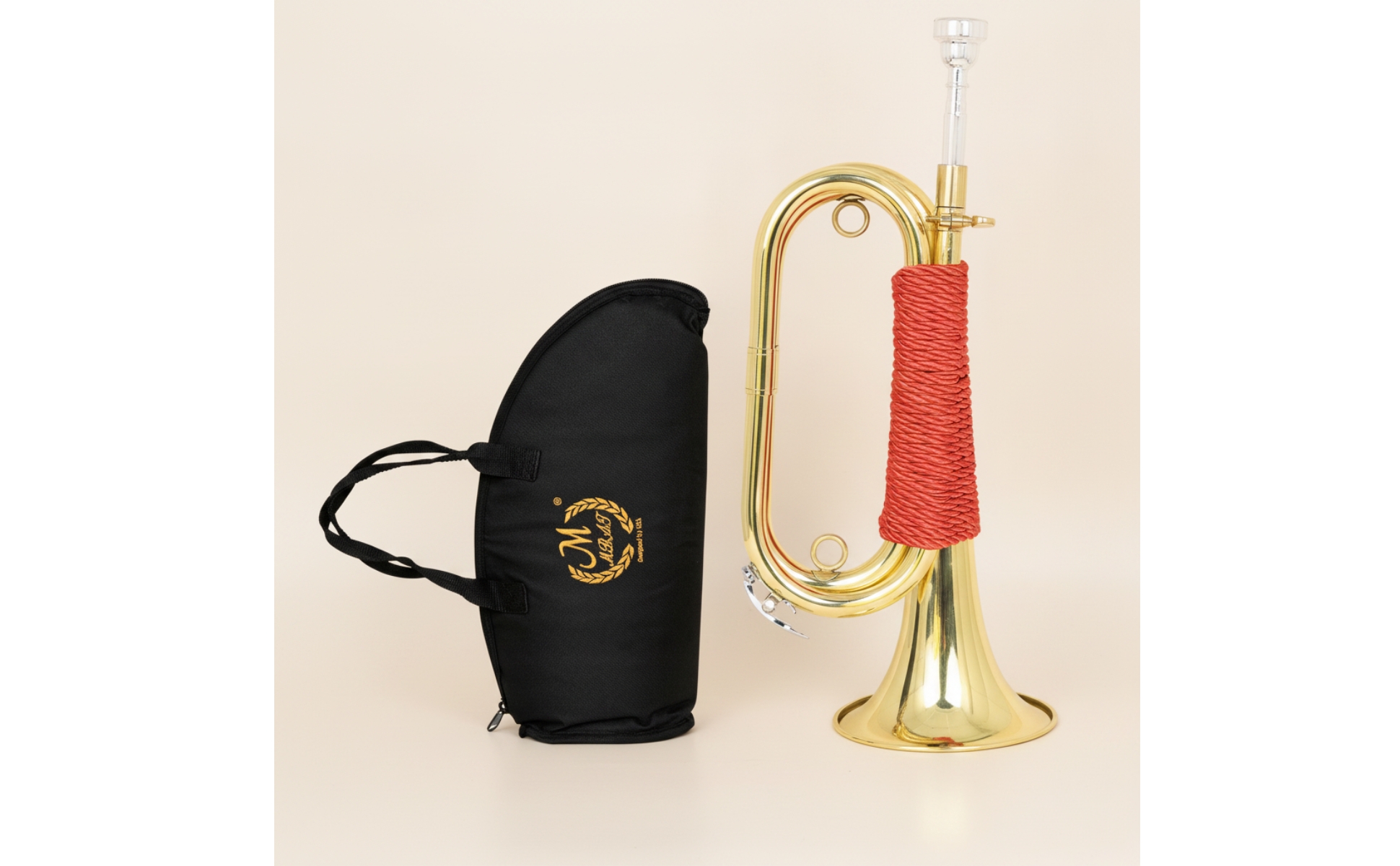 Bugle Blasinstrument Goldfarben Signalhorn mit Tasche Tragbar