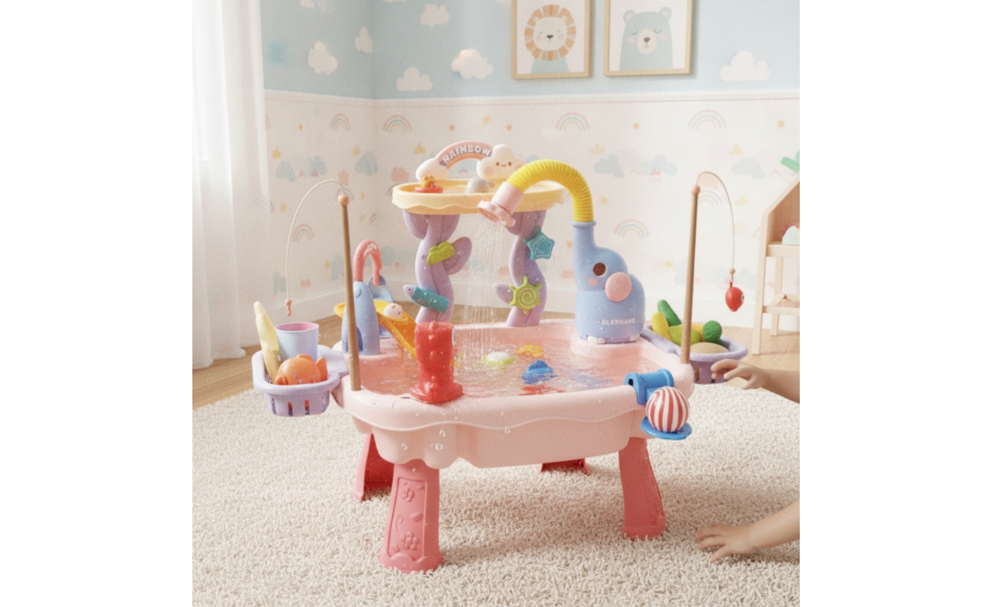 Elephant Water Table Circulating Faucet Animal Water Park Rainbow Arch