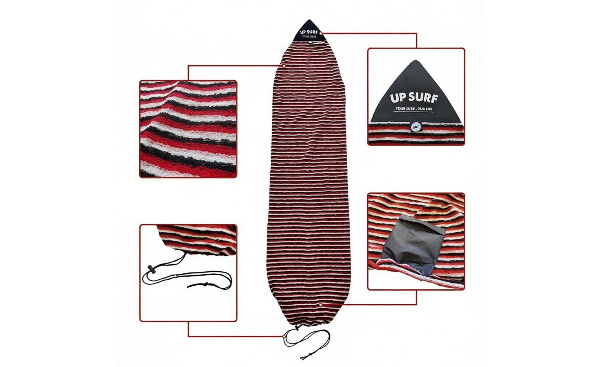 Surfboard-Socke mit Kordelzug Gestreift Stretch-Boardbag Elastisch für Surfer
