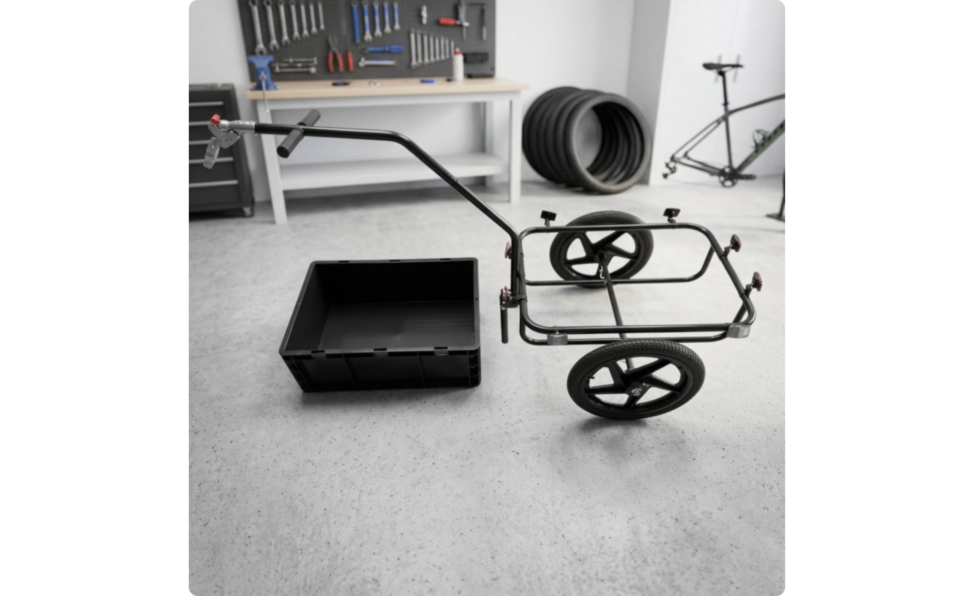 Cycle Trailer with Cargo Box Detachable Bike Cargo Trailer Pneumatic