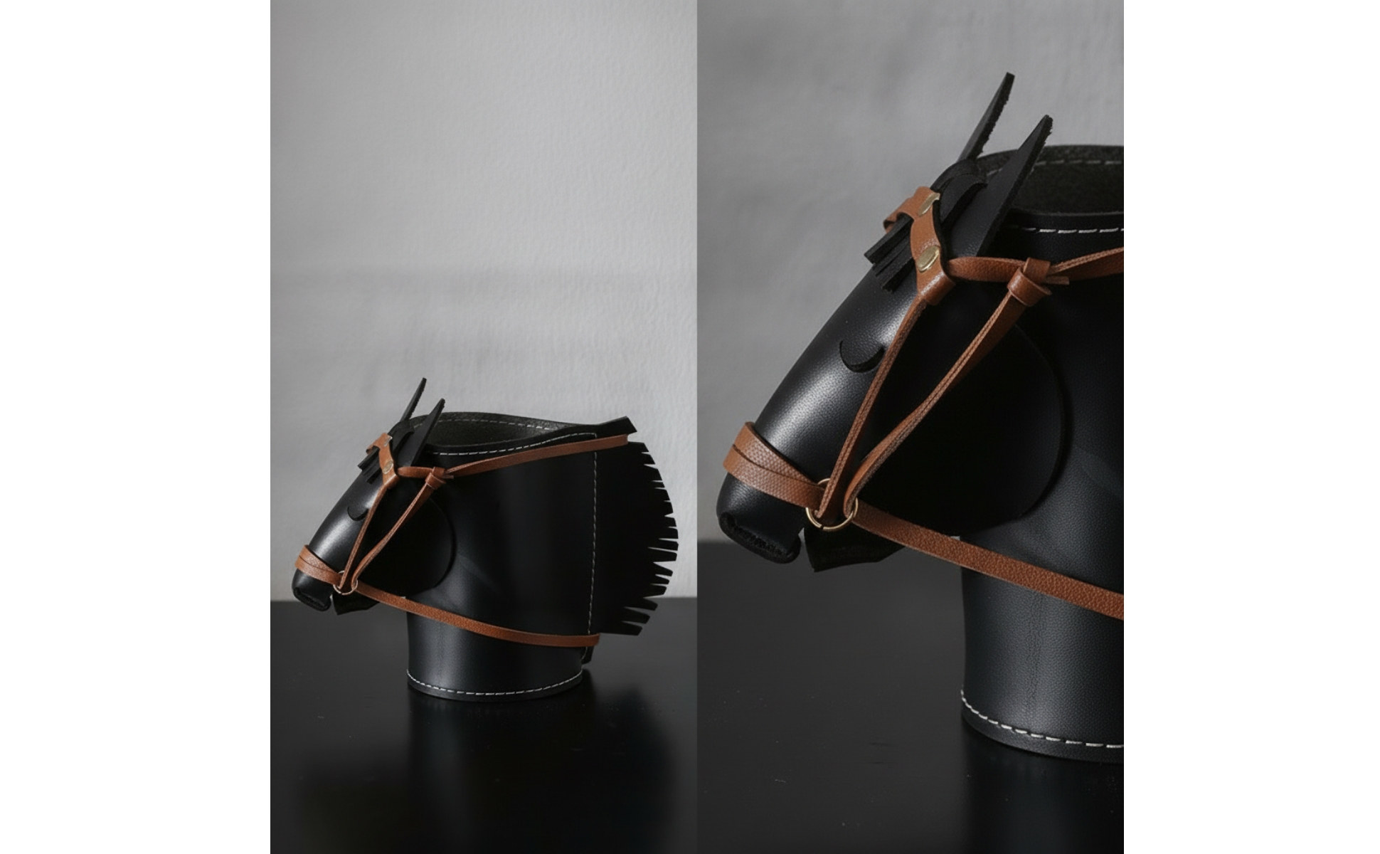 Horse Head Desk Organizer Stitched Horse Head Pen Holder Decorative for Vanity