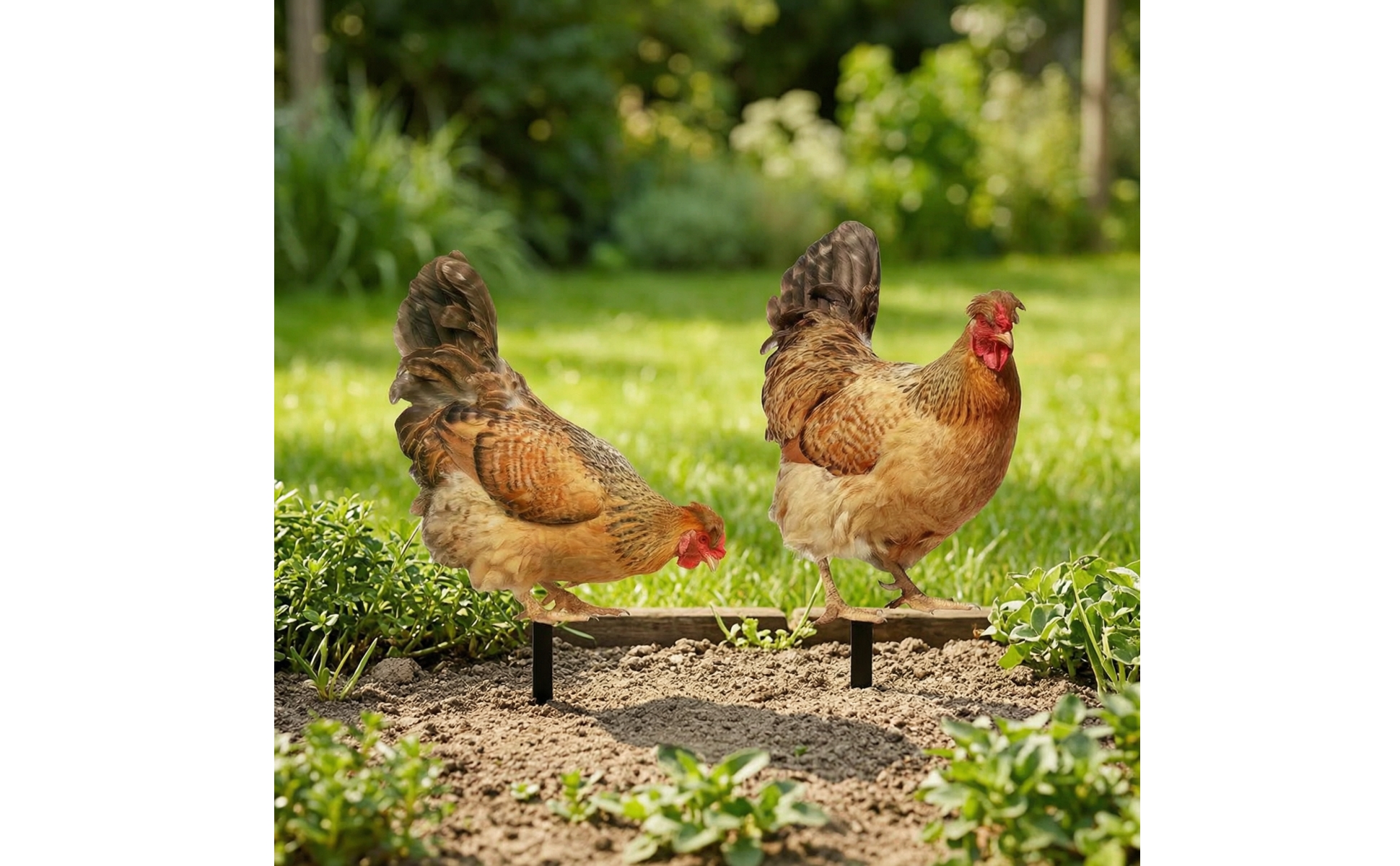 2 Pieces Chicken Garden Stakes Acrylic Chicken Yard Art Printed for Flower Beds