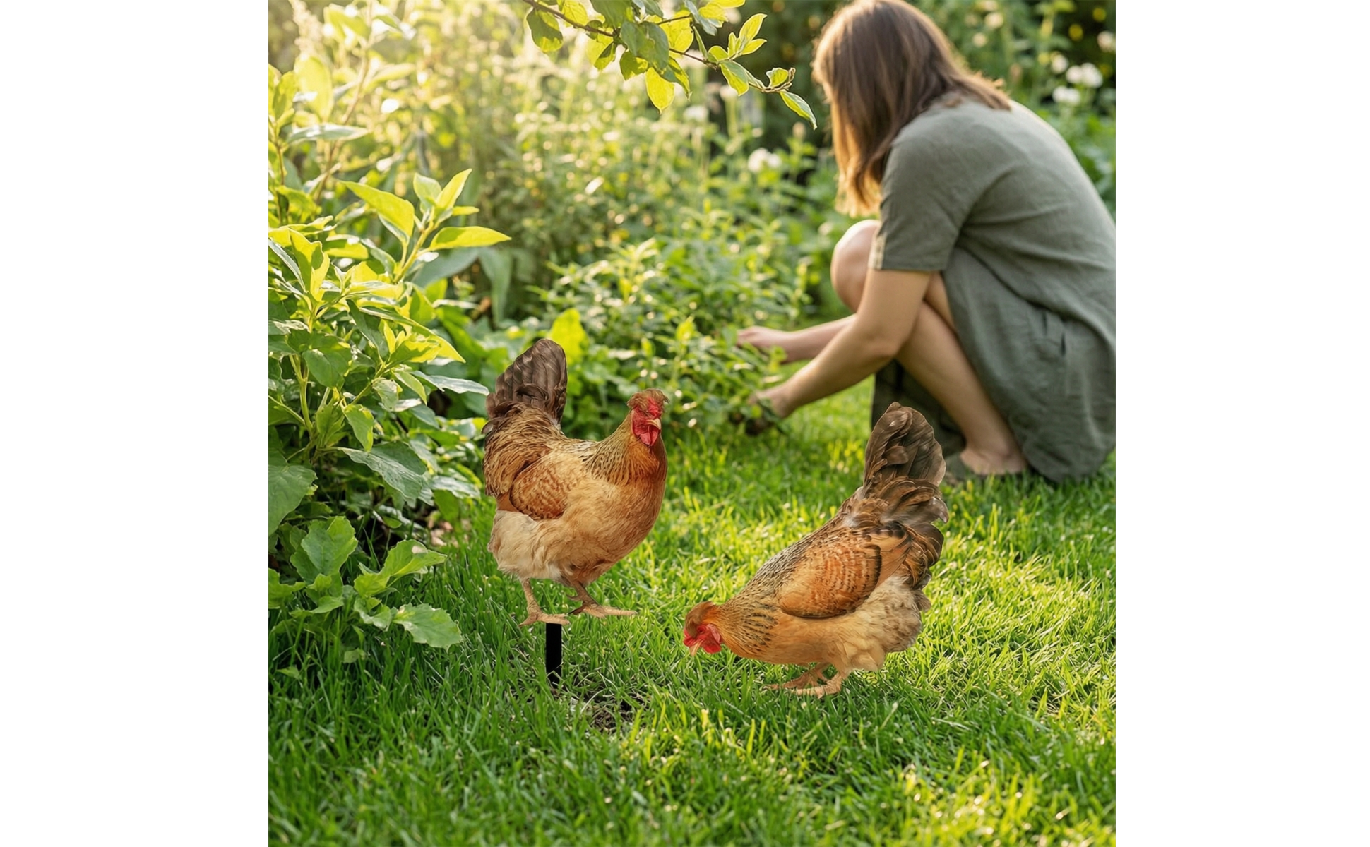 2 Pieces Chicken Garden Stakes Acrylic Chicken Yard Art Printed for Flower Beds