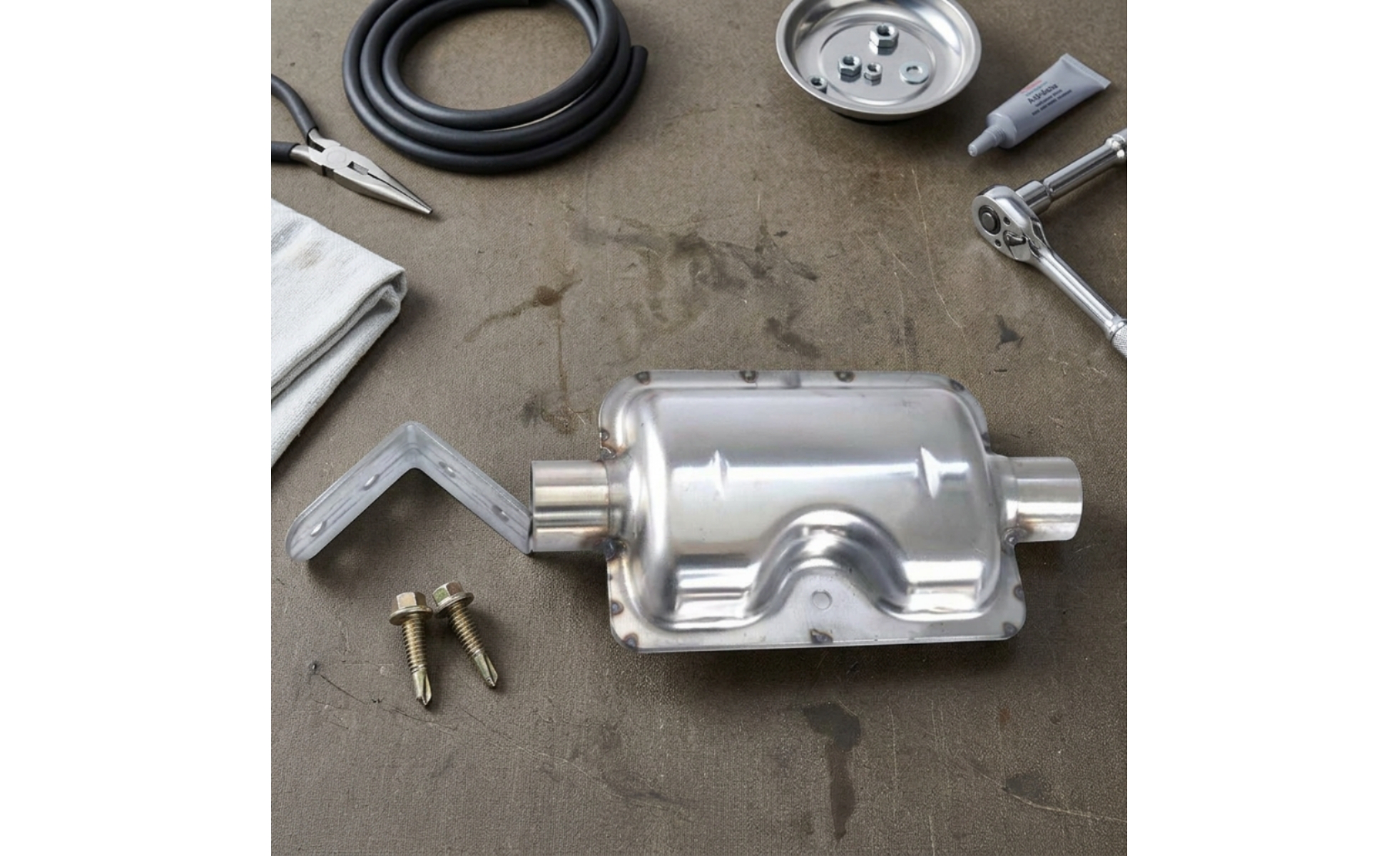 Heater Muffler with Bracket Stainless Steel Heater Exhaust Muffler