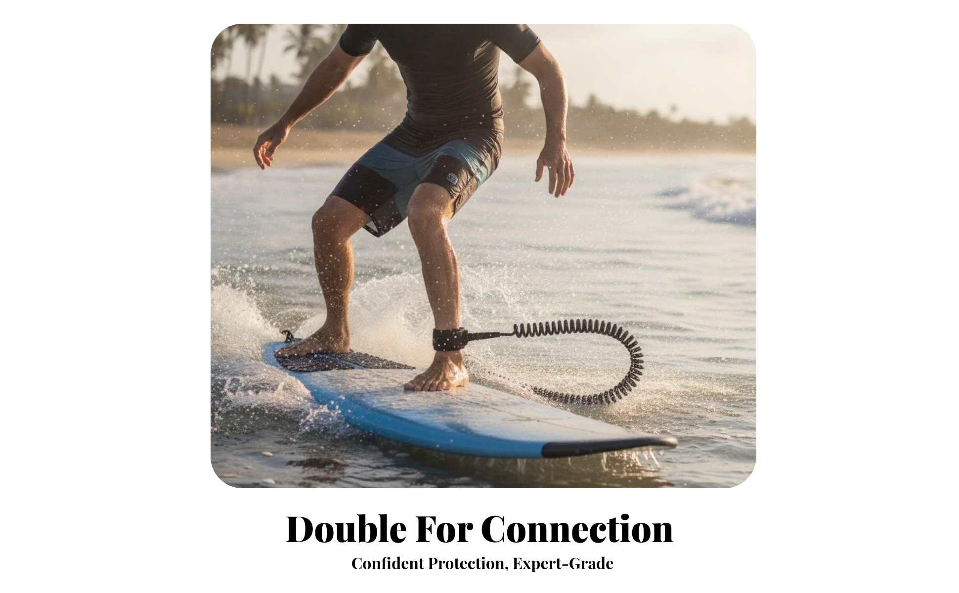 Coiled Wave Leash Padded Coiled SUP Leash TPU Elastic