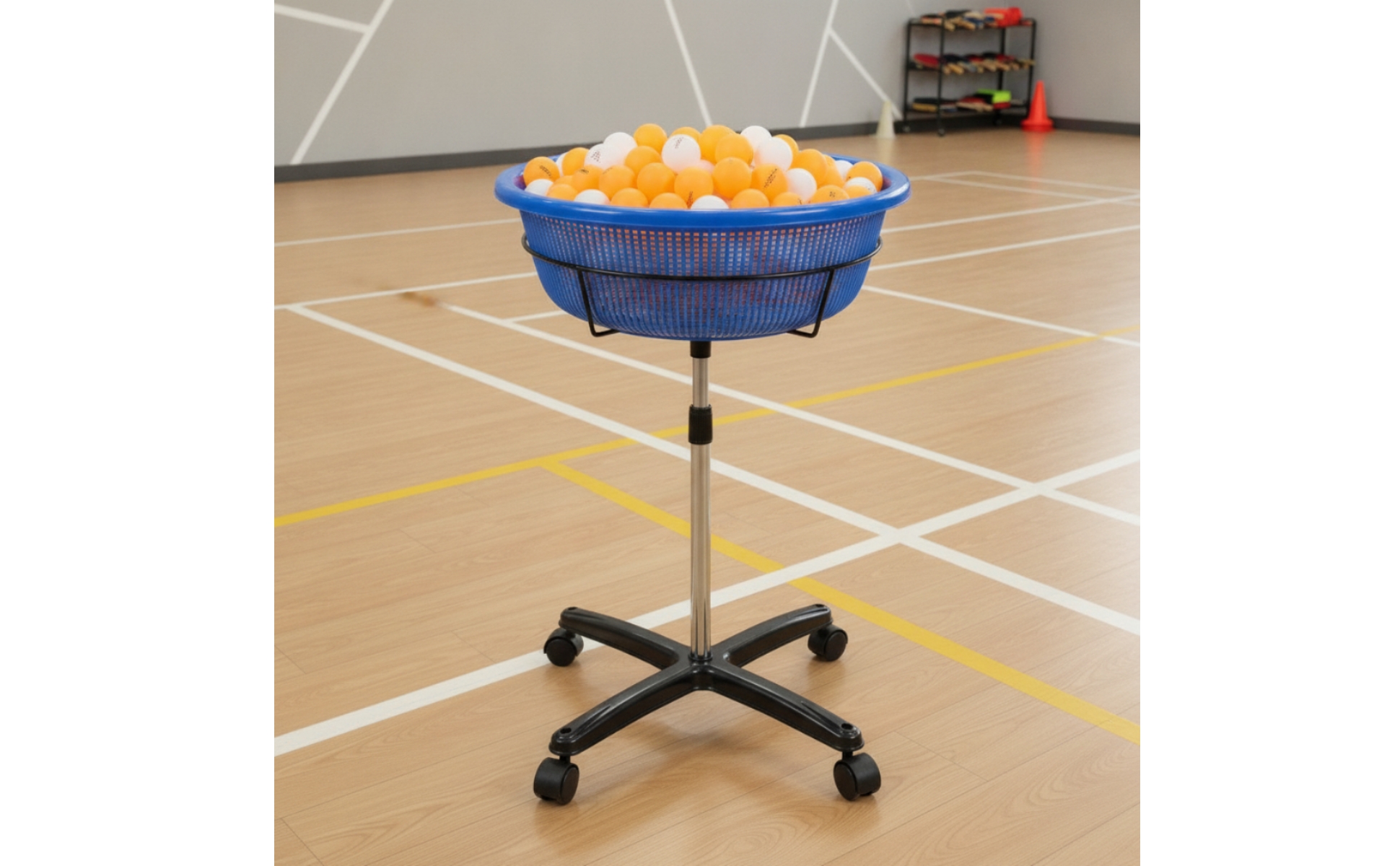 Tischtennis-Ballkorb mit Rollen mobil Ballwagen mit Rollen fahrbar
