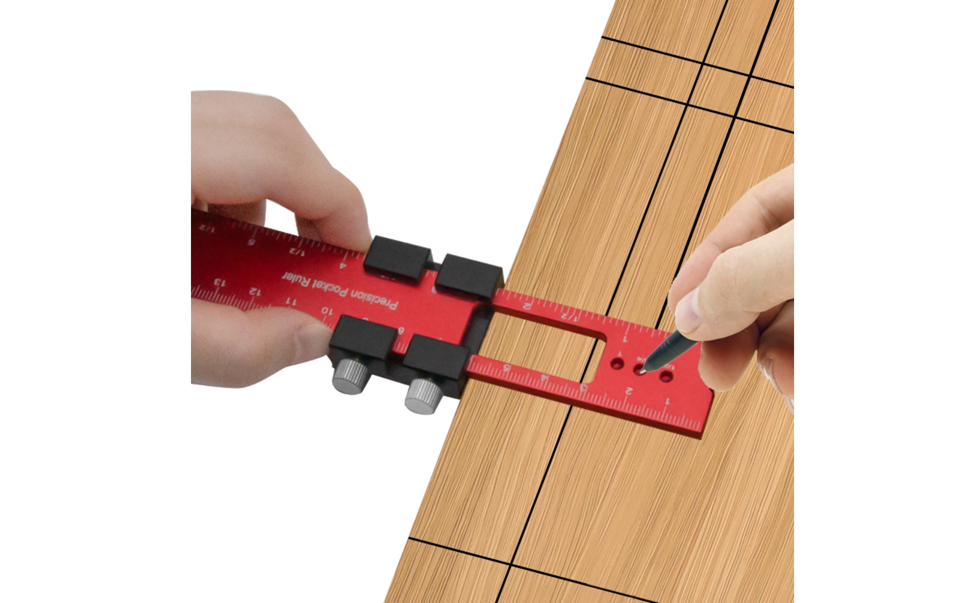 3 Pieces Ruler Set Etched Scale Woodworking Ruler Set