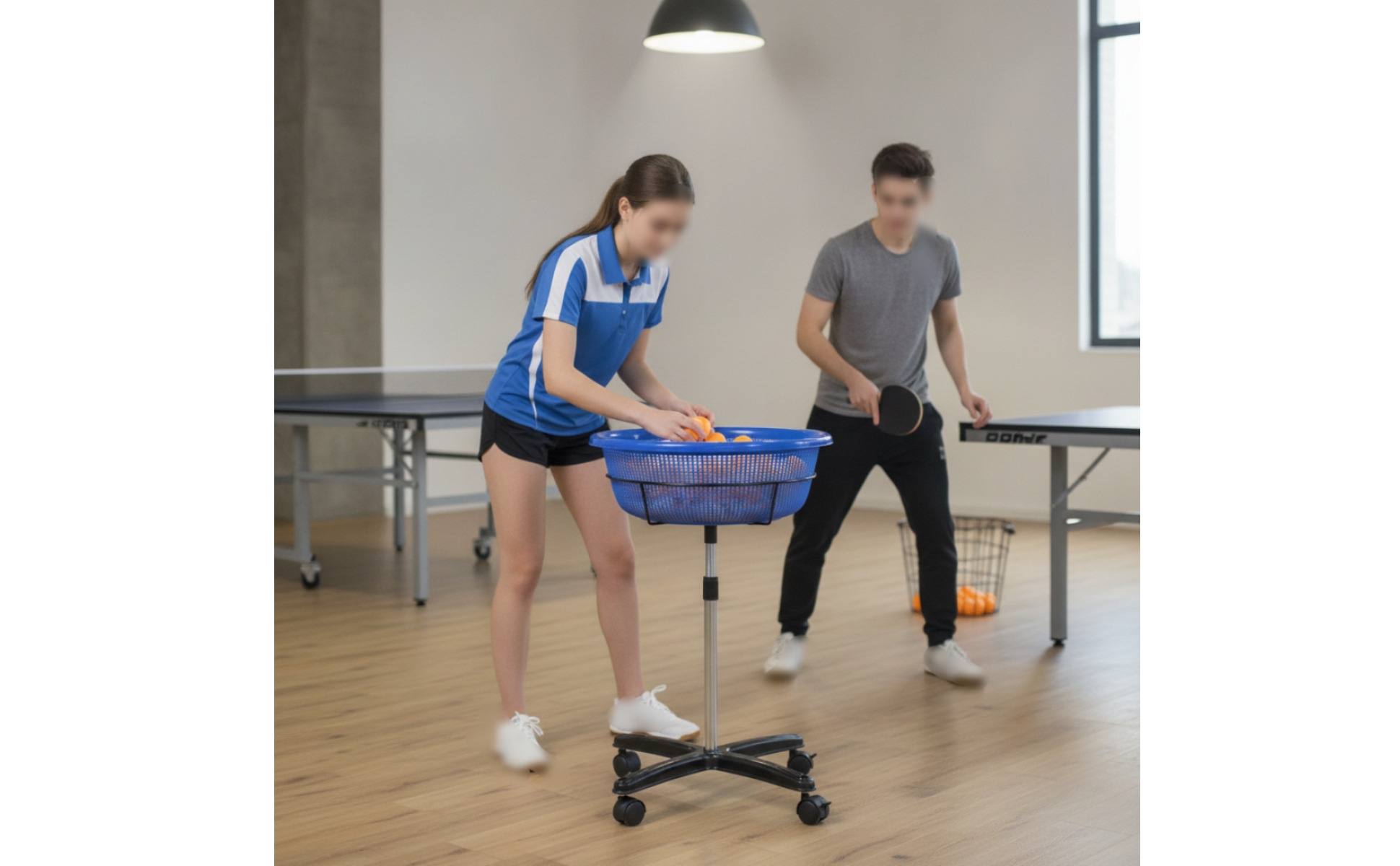 Tischtennis-Ballkorb mit Rollen mobil Ballwagen mit Rollen fahrbar