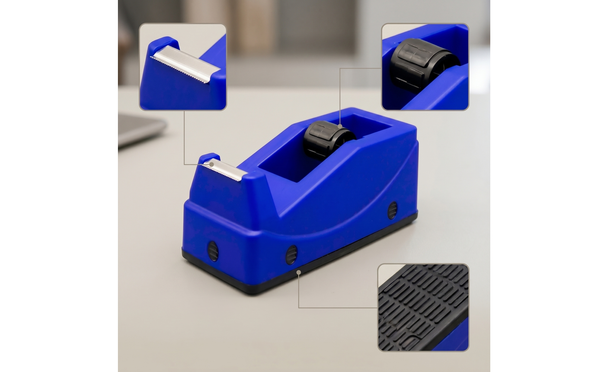 Desktop Tape Dispenser Compact Dispenser with Metal Blade Serrated for Classroom