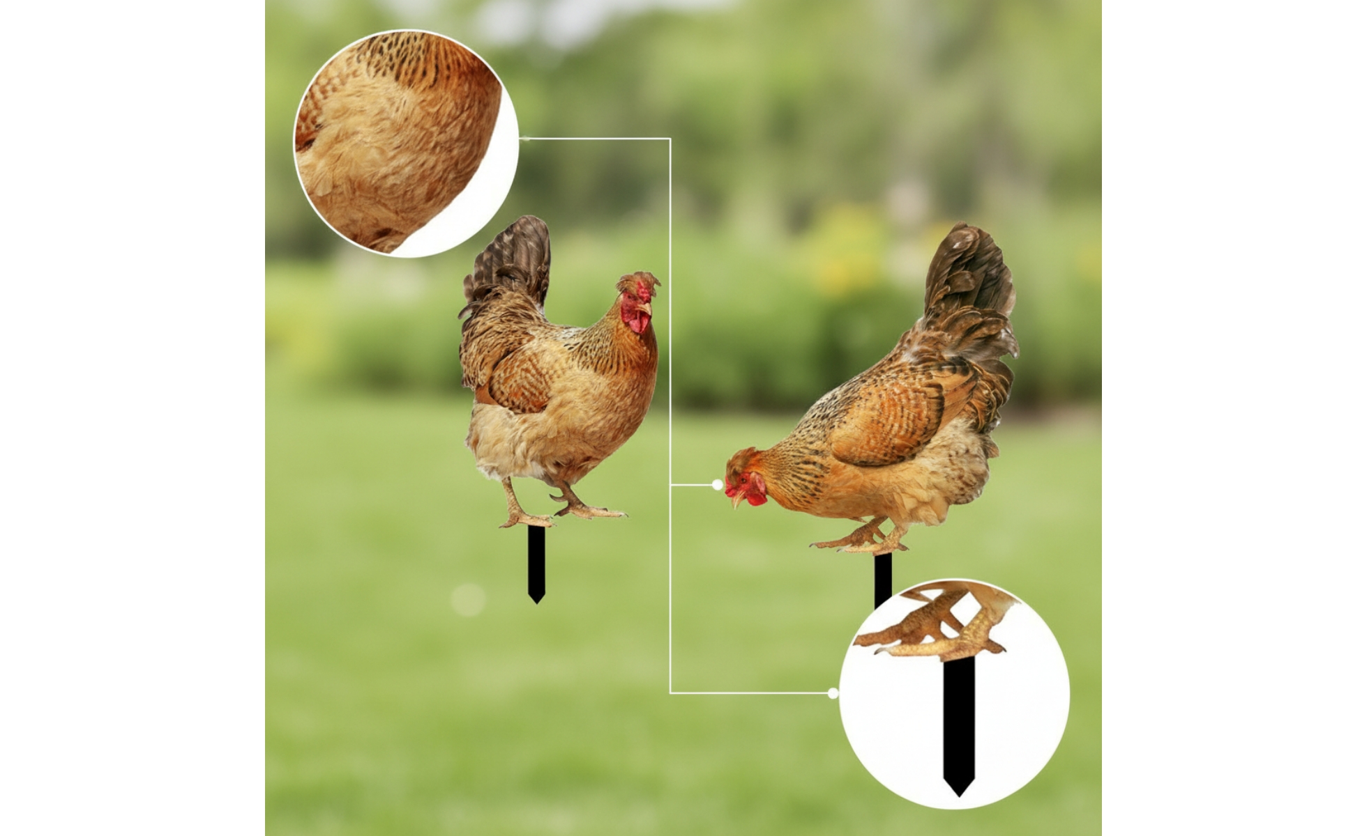 2 Pieces Chicken Garden Stakes Acrylic Chicken Yard Art Printed for Flower Beds