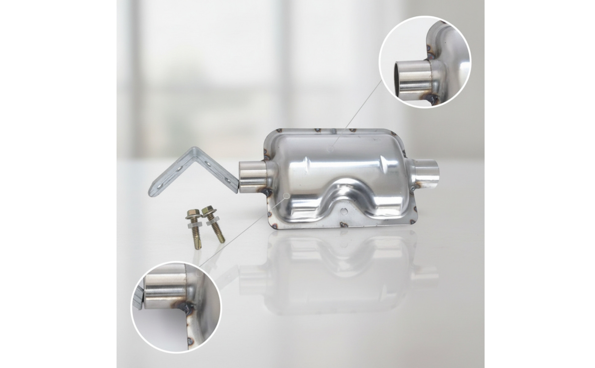 Heater Muffler with Bracket Stainless Steel Heater Exhaust Muffler
