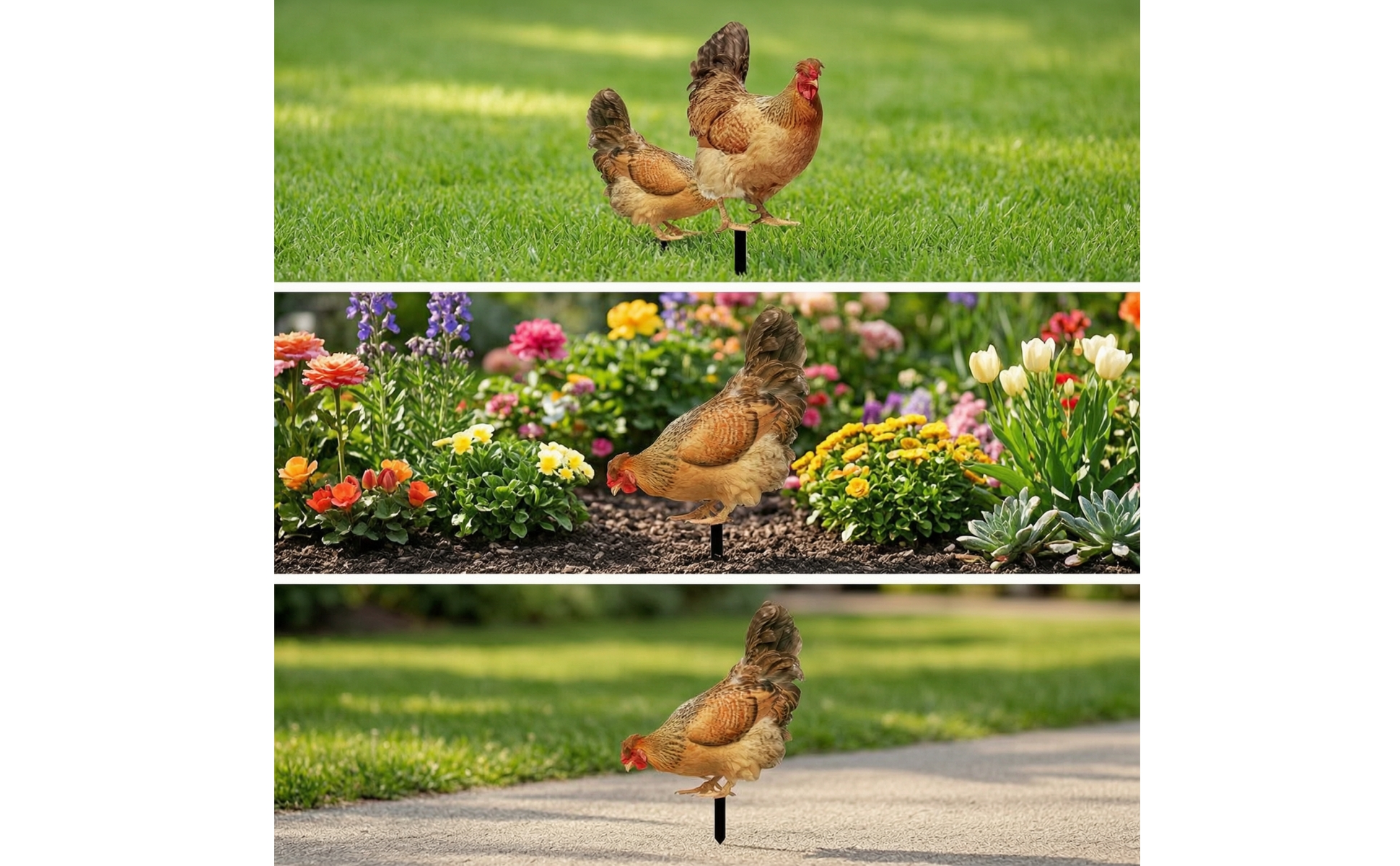 2 Pieces Chicken Garden Stakes Acrylic Chicken Yard Art Printed for Flower Beds