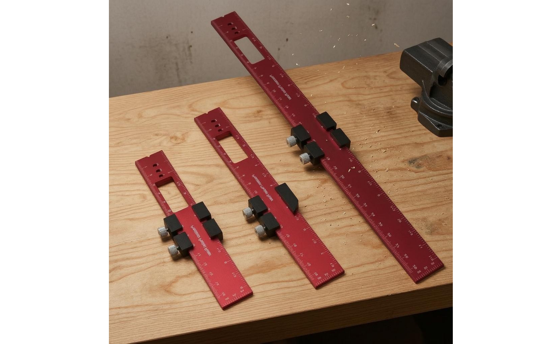 3 Pieces Ruler Set Etched Scale Woodworking Ruler Set
