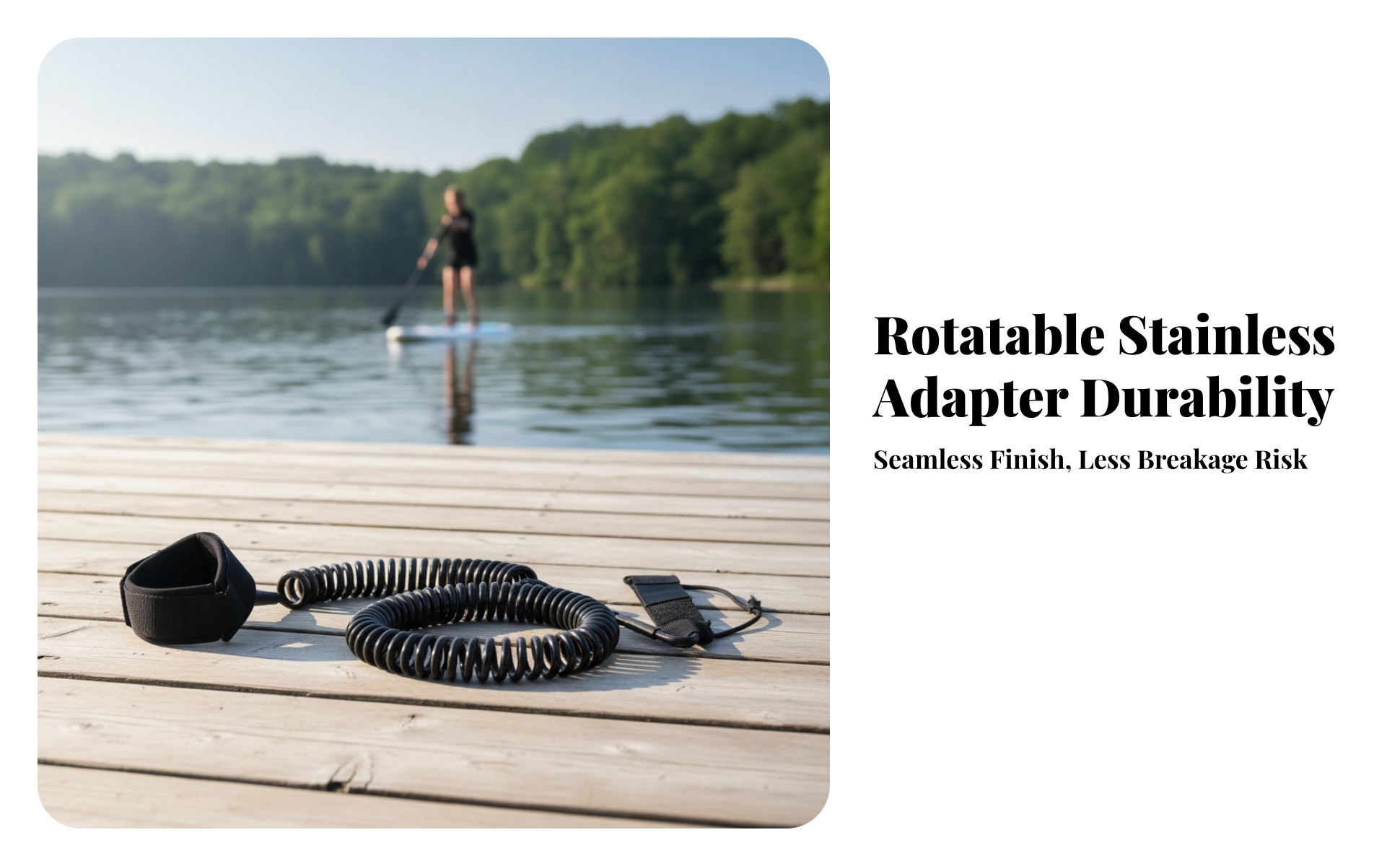 Coiled Wave Leash Padded Coiled SUP Leash TPU Elastic