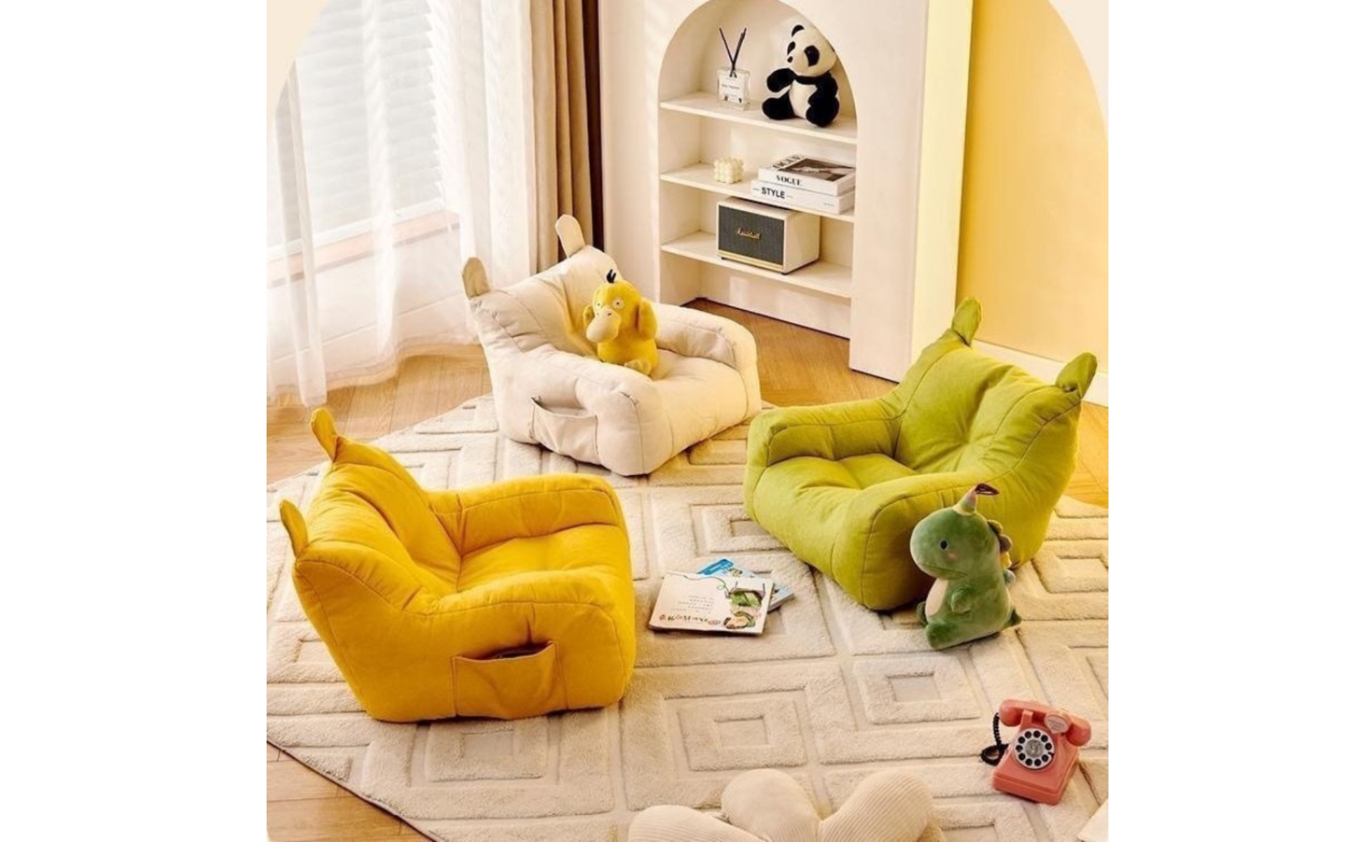 Floor Sofa with Ears Soft Children Sofa Padded for Playroom, Bedroom, Toddlers