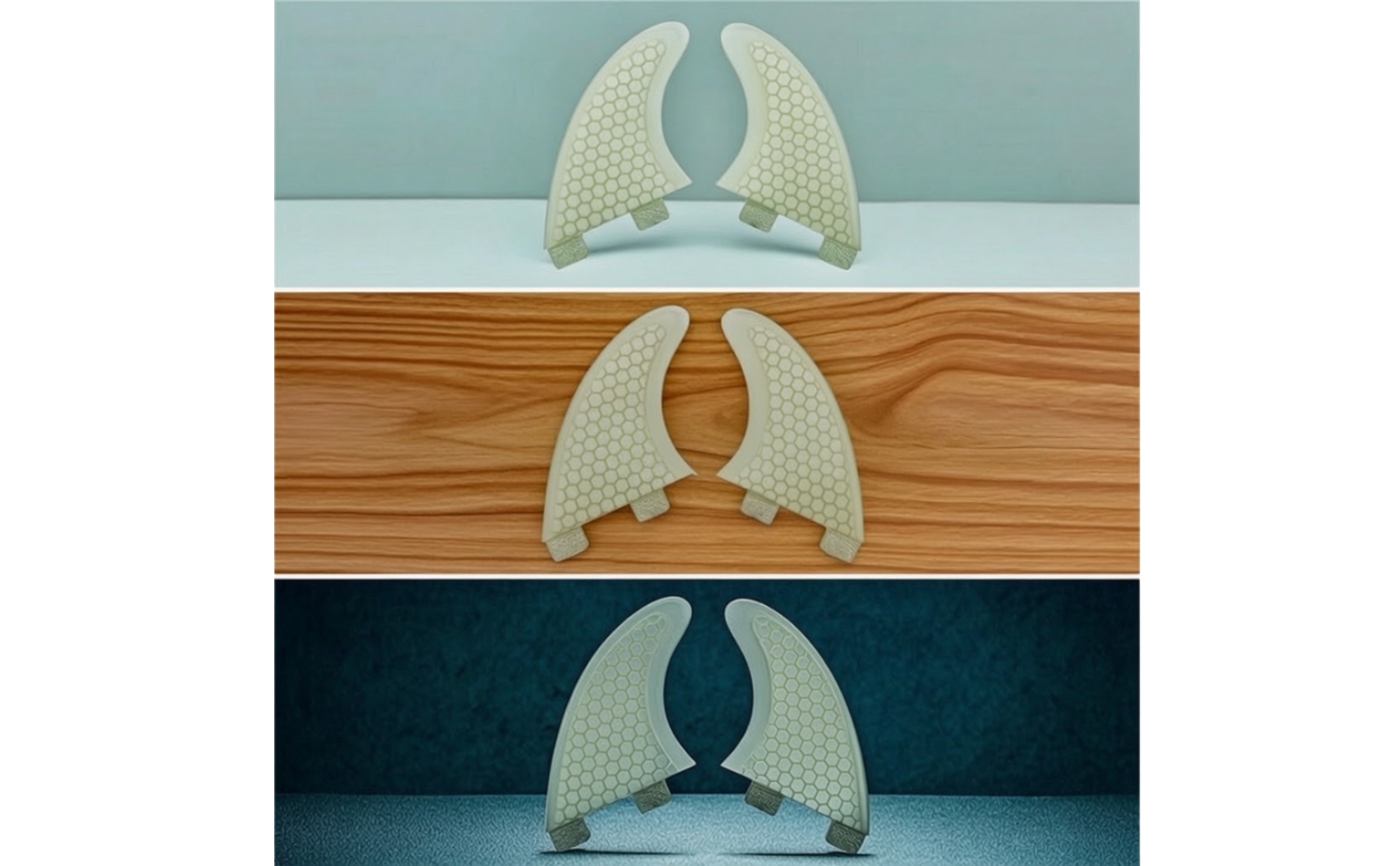 Fins with Double-Tab Base Translucent Surfboard Side Fins Fiberglass for Surfers