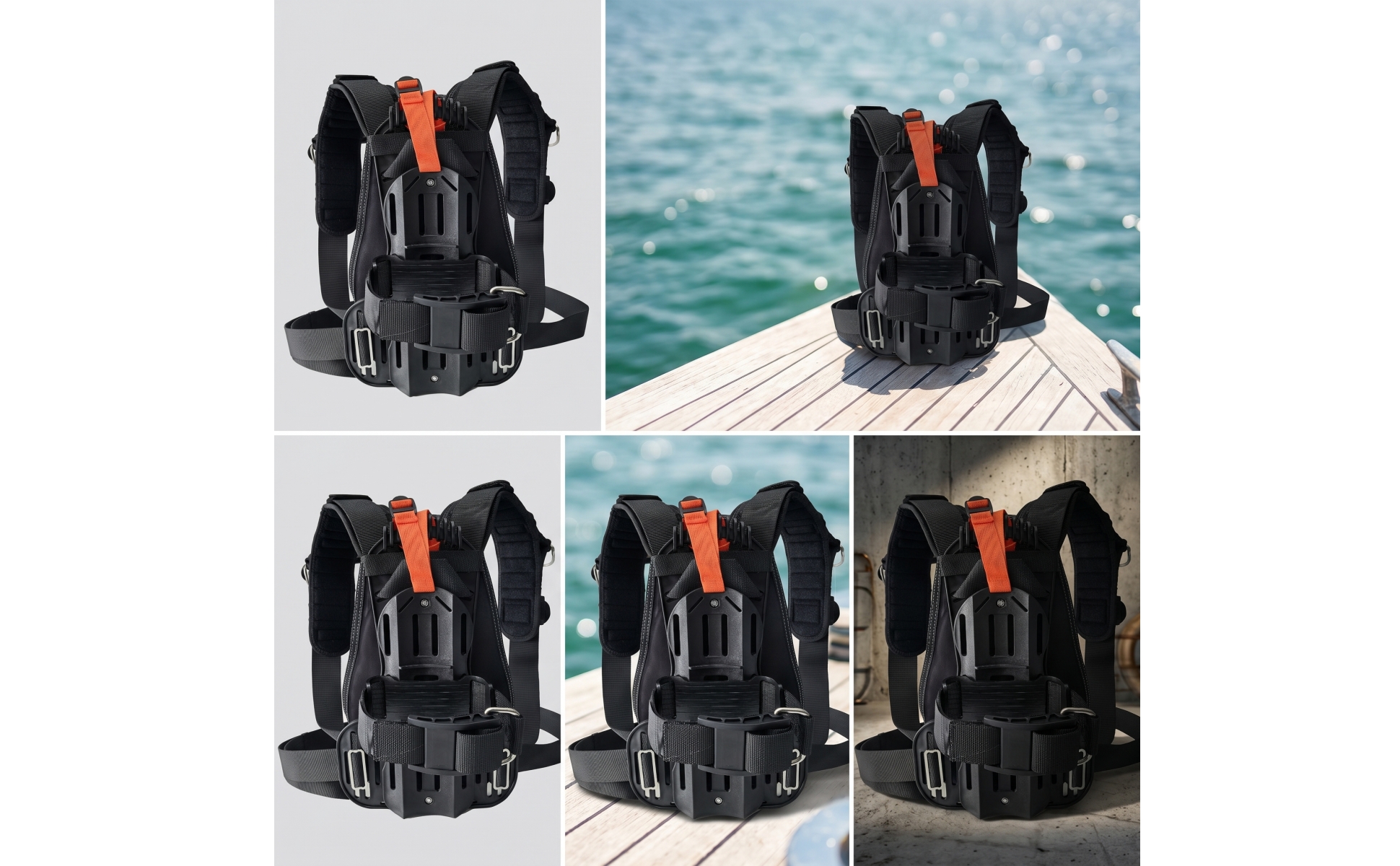 Scuba Tank Back Frame Rigid Dive Backplate Harness Vented for Divers, Snorkelers