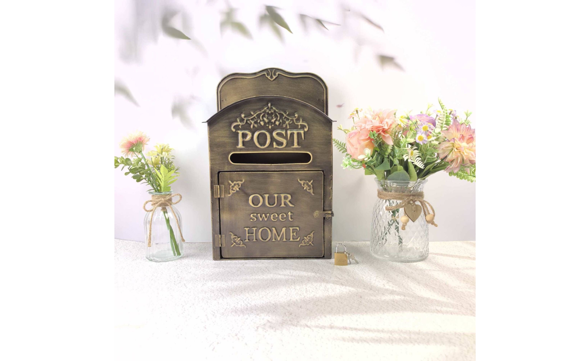Wandbriefkasten aus Metall Vintage Briefkasten mit Postschlitz Antik für Garten