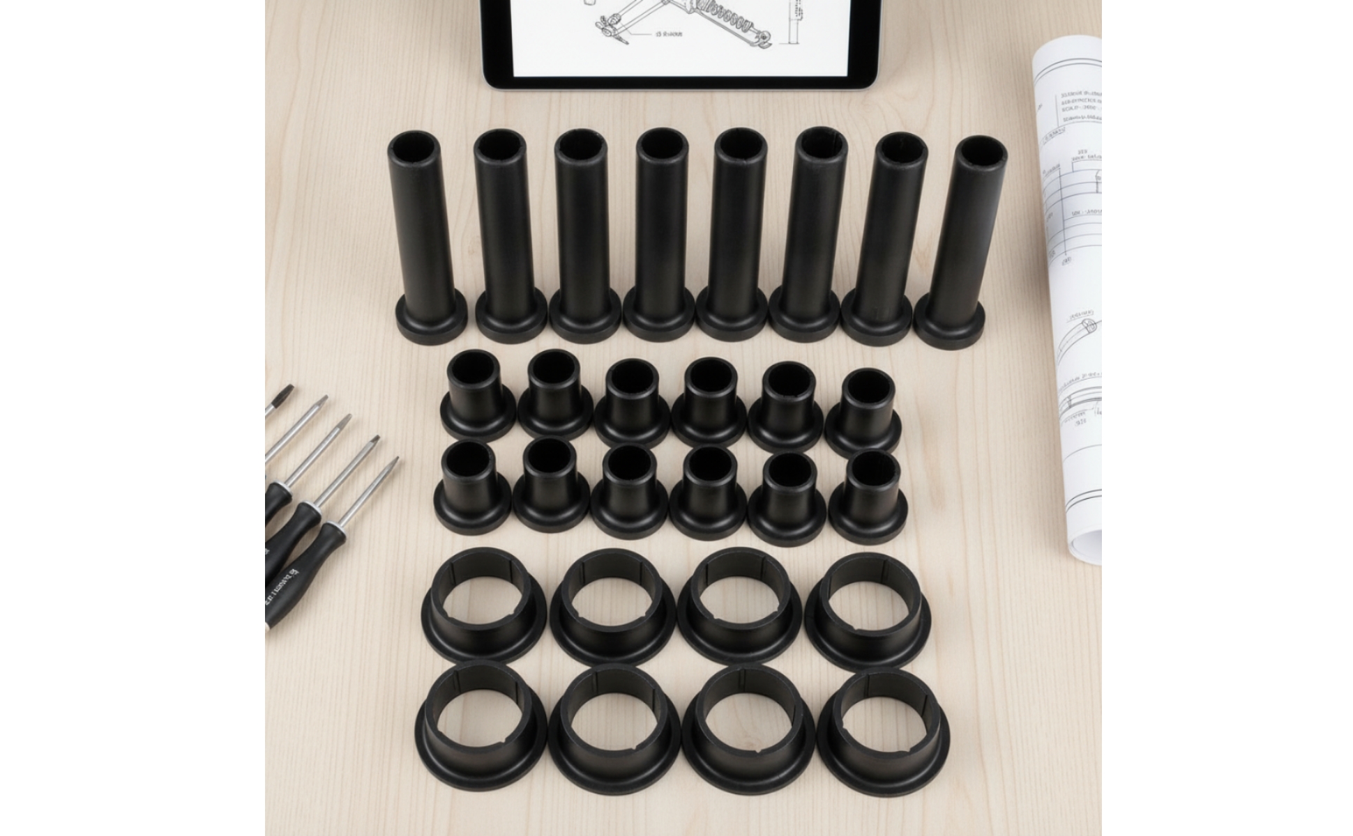 28 Pieces A-Arm Bushing Kit Replacement Control Arm Bushing Kit Black