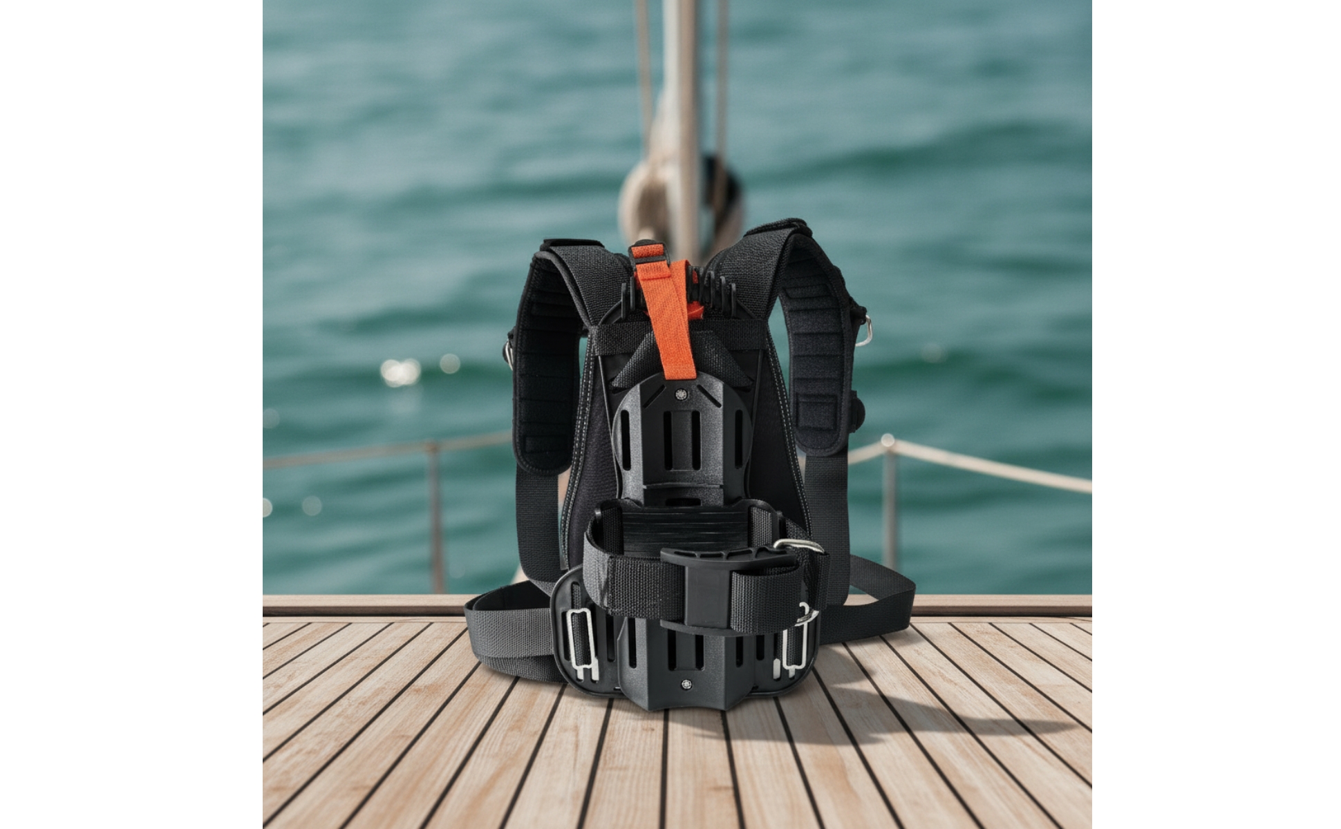 Scuba Tank Back Frame Rigid Dive Backplate Harness Vented for Divers, Snorkelers