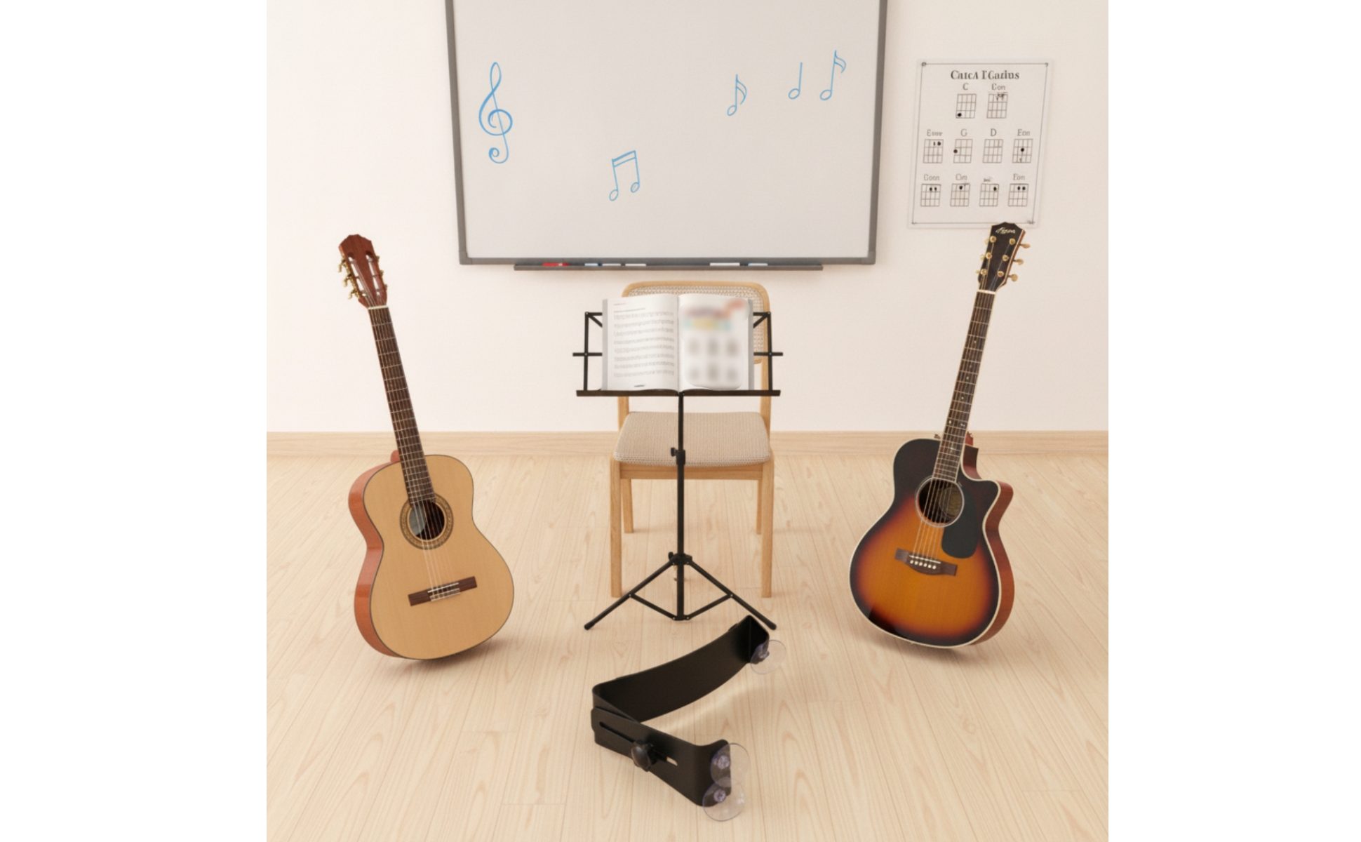 Guitar Support with Suction Cups Adjustable Guitar Footrest Compact for Students