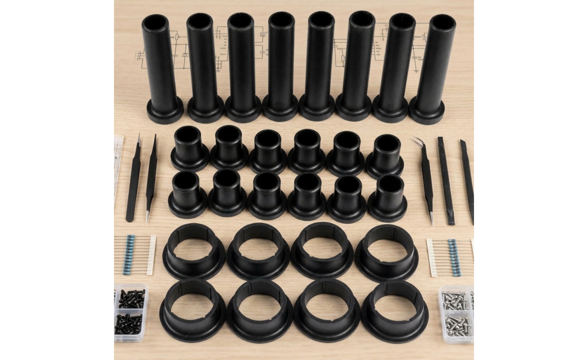 28 Pieces A-Arm Bushing Kit Replacement Control Arm Bushing Kit Black