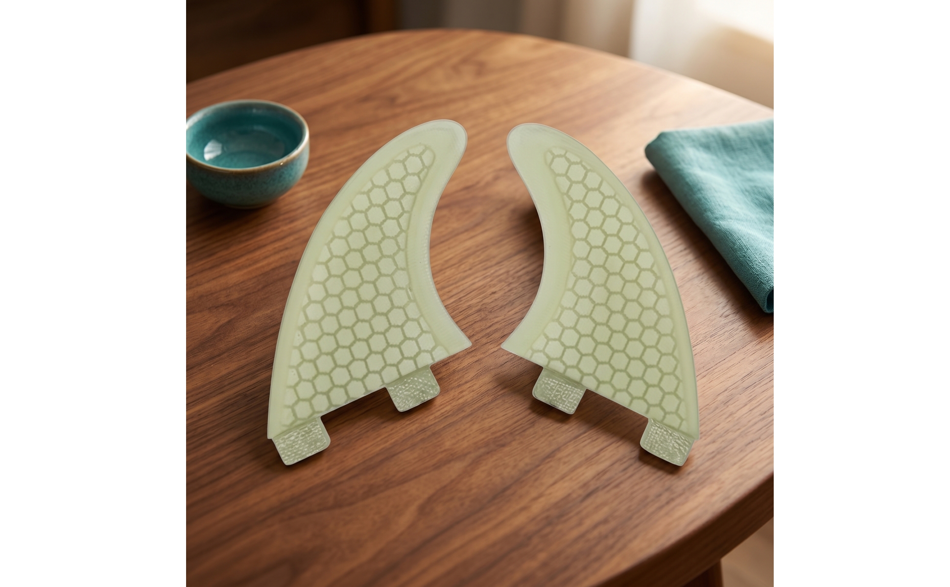 Fins with Double-Tab Base Translucent Surfboard Side Fins Fiberglass for Surfers